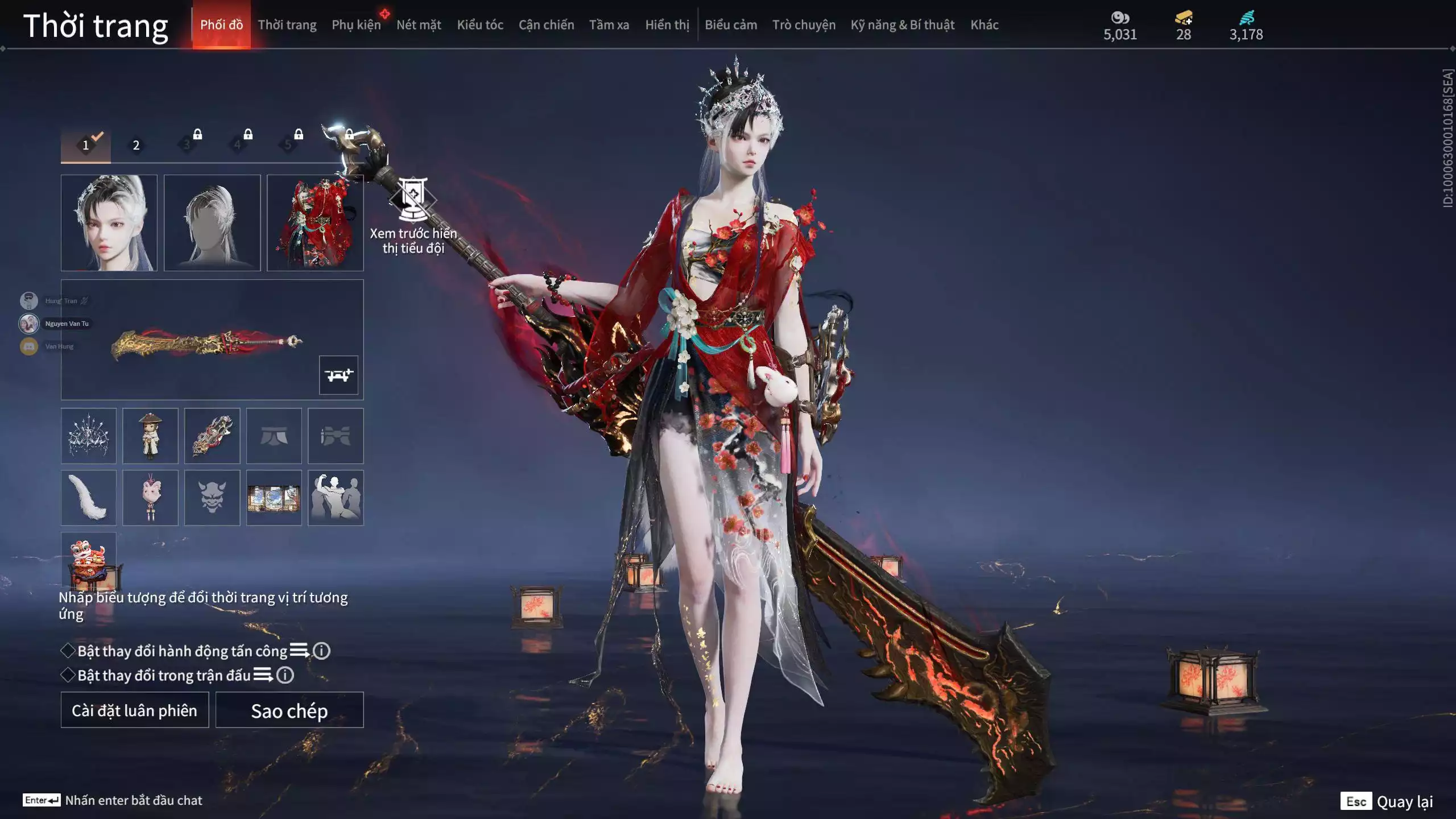 Ảnh Acc 627: Vũ Khí Đỏ: Tinh đế, Đại Đao Lang Vương, Trang Phục Đỏ: Tiên Nữ Trong Tranh, Điệp Mộng