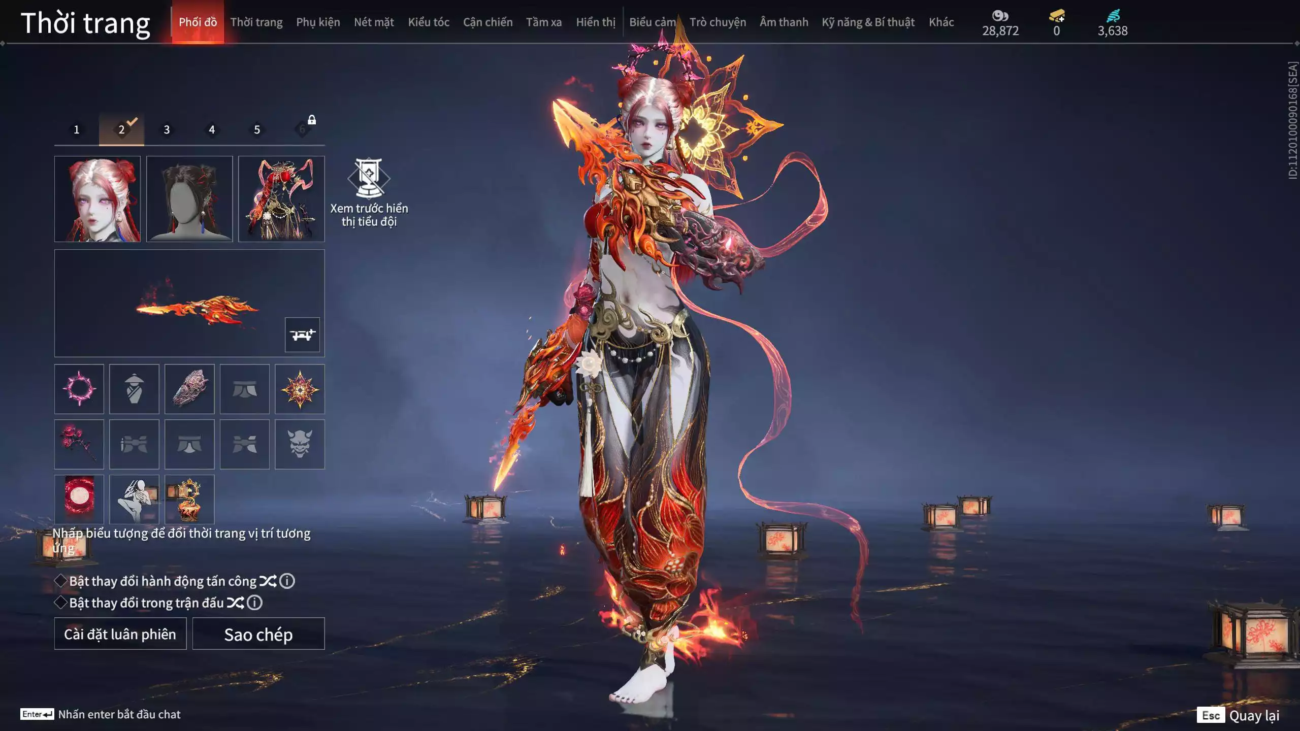 Ảnh ACC VIP MS: 010725 1 Trích Tinh: Cung-Hoa Sương Tiễn ( 1 Sao Vàng, 2 Sao Đỏ), 16 Vũ khí đỏ, 12 Trang Phục đỏ, 10 Thời Trang Bikini, 9 Phụ Kiện Hóa Hình, Nhiều Thời Trang Limited