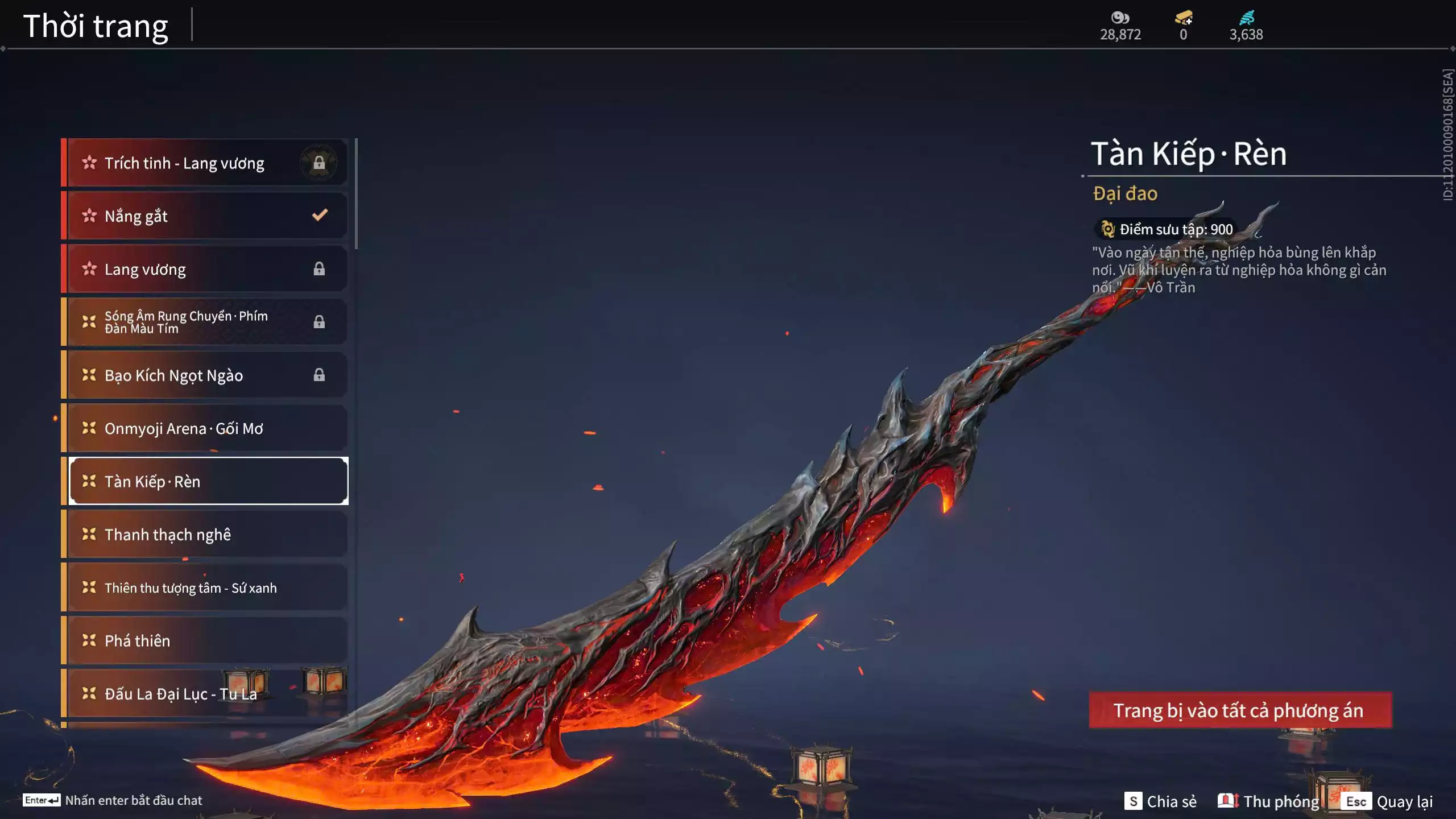 Ảnh ACC VIP MS: 010725 1 Trích Tinh: Cung-Hoa Sương Tiễn ( 1 Sao Vàng, 2 Sao Đỏ), 16 Vũ khí đỏ, 12 Trang Phục đỏ, 10 Thời Trang Bikini, 9 Phụ Kiện Hóa Hình, Nhiều Thời Trang Limited