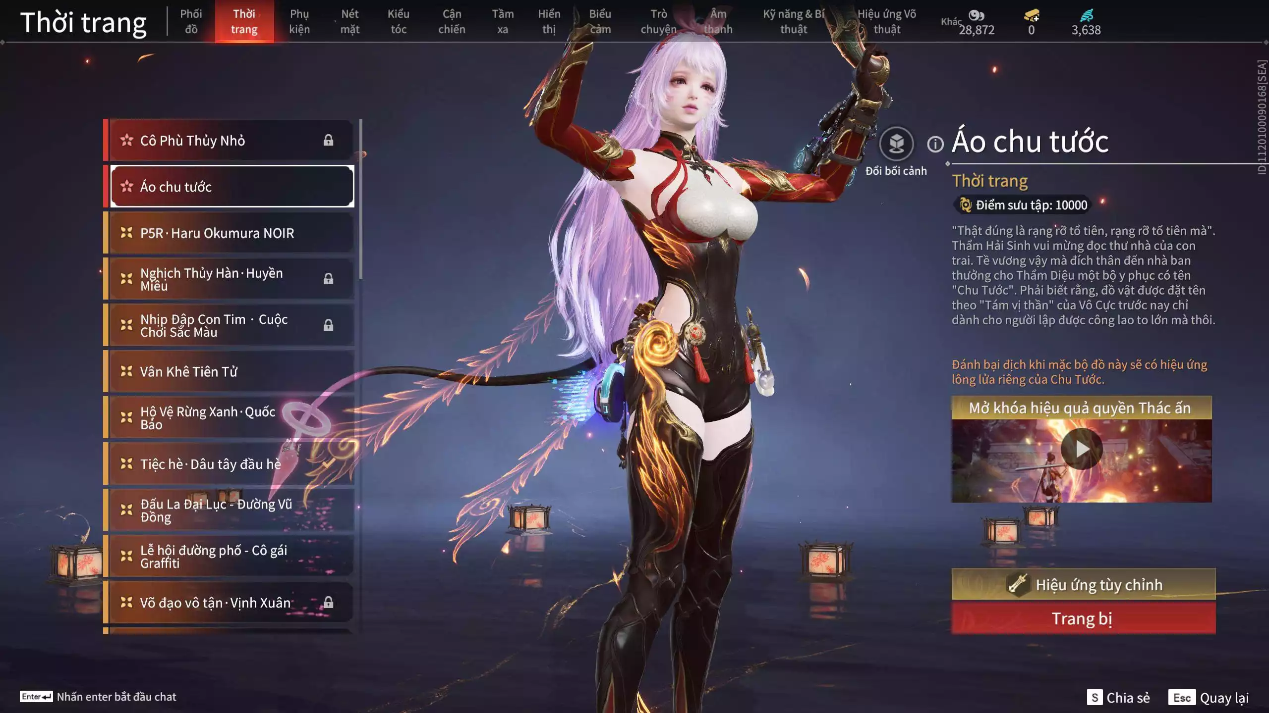 Ảnh ACC VIP MS: 010725 1 Trích Tinh: Cung-Hoa Sương Tiễn ( 1 Sao Vàng, 2 Sao Đỏ), 16 Vũ khí đỏ, 12 Trang Phục đỏ, 10 Thời Trang Bikini, 9 Phụ Kiện Hóa Hình, Nhiều Thời Trang Limited