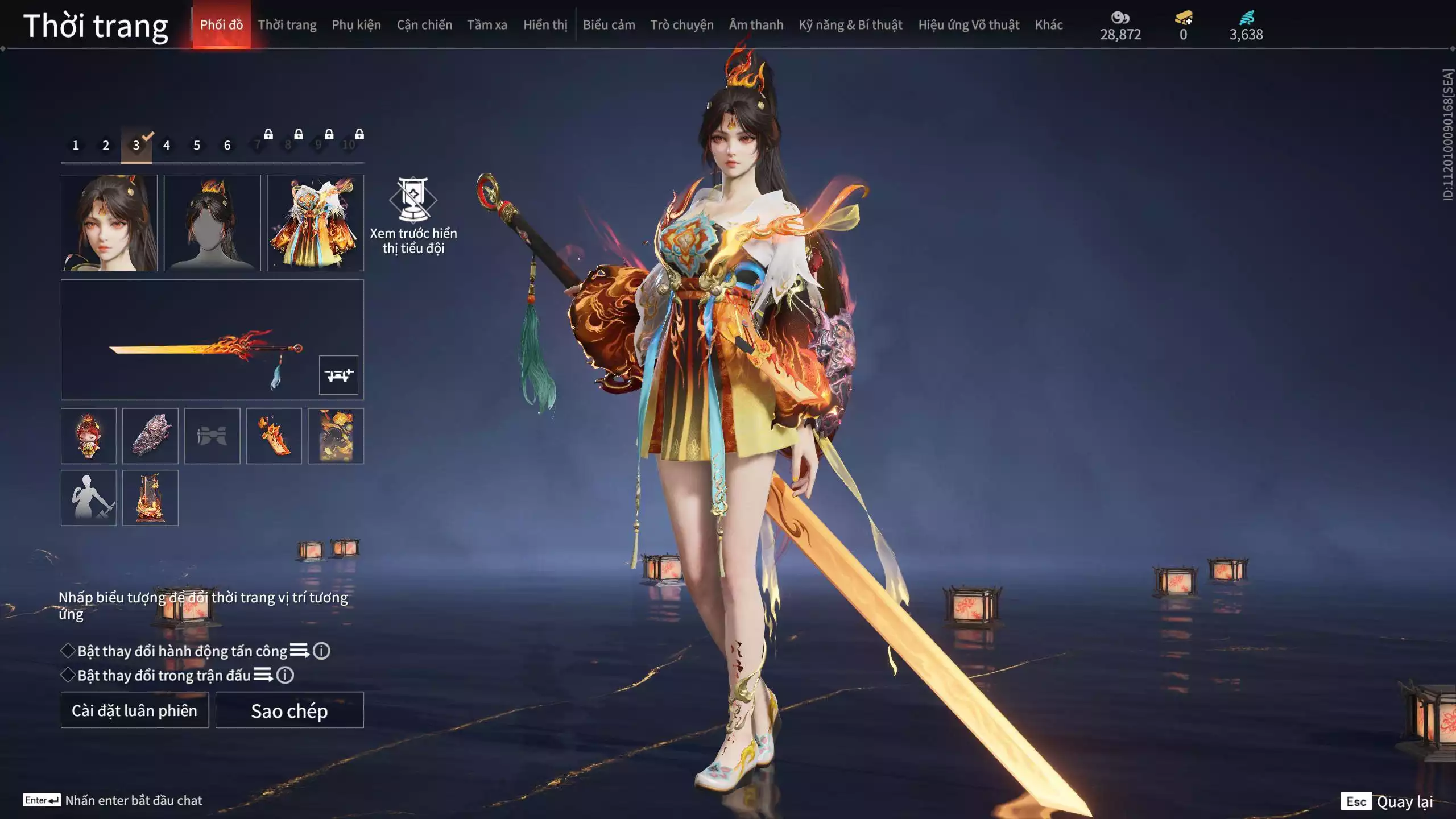 Ảnh ACC VIP MS: 010725 1 Trích Tinh: Cung-Hoa Sương Tiễn ( 1 Sao Vàng, 2 Sao Đỏ), 16 Vũ khí đỏ, 12 Trang Phục đỏ, 10 Thời Trang Bikini, 9 Phụ Kiện Hóa Hình, Nhiều Thời Trang Limited