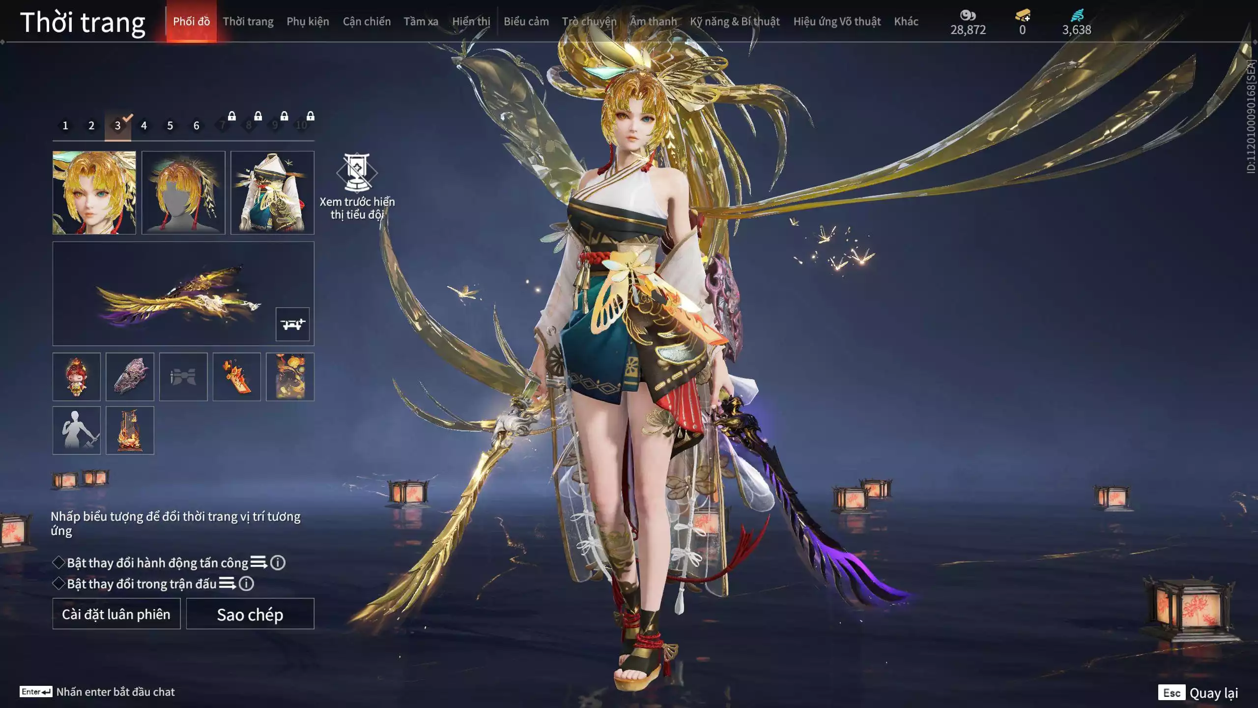 Ảnh ACC VIP MS: 010725 1 Trích Tinh: Cung-Hoa Sương Tiễn ( 1 Sao Vàng, 2 Sao Đỏ), 16 Vũ khí đỏ, 12 Trang Phục đỏ, 10 Thời Trang Bikini, 9 Phụ Kiện Hóa Hình, Nhiều Thời Trang Limited