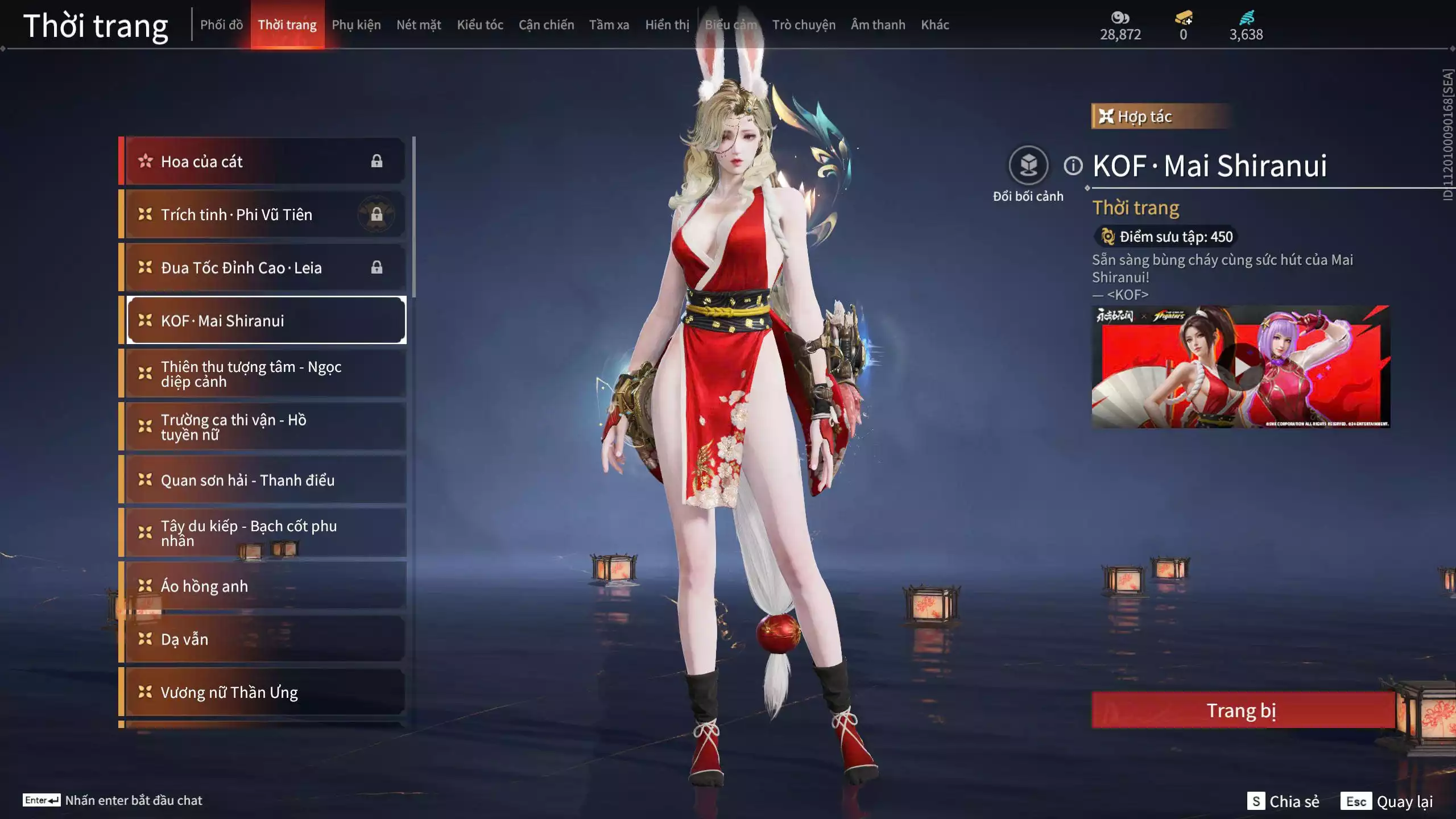 Ảnh ACC VIP MS: 010725 1 Trích Tinh: Cung-Hoa Sương Tiễn ( 1 Sao Vàng, 2 Sao Đỏ), 16 Vũ khí đỏ, 12 Trang Phục đỏ, 10 Thời Trang Bikini, 9 Phụ Kiện Hóa Hình, Nhiều Thời Trang Limited