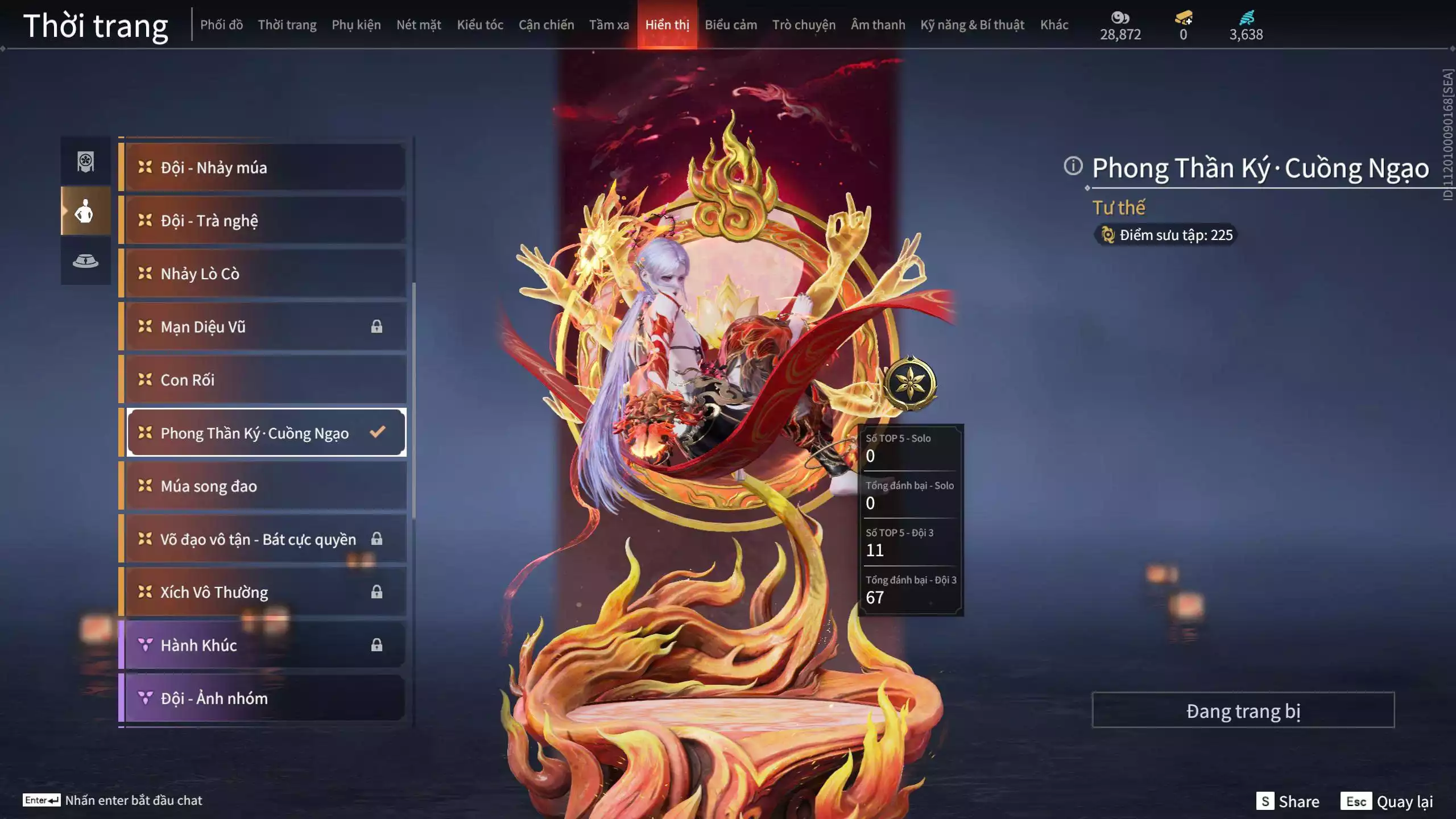 Ảnh ACC VIP MS: 010725 1 Trích Tinh: Cung-Hoa Sương Tiễn ( 1 Sao Vàng, 2 Sao Đỏ), 16 Vũ khí đỏ, 12 Trang Phục đỏ, 10 Thời Trang Bikini, 9 Phụ Kiện Hóa Hình, Nhiều Thời Trang Limited