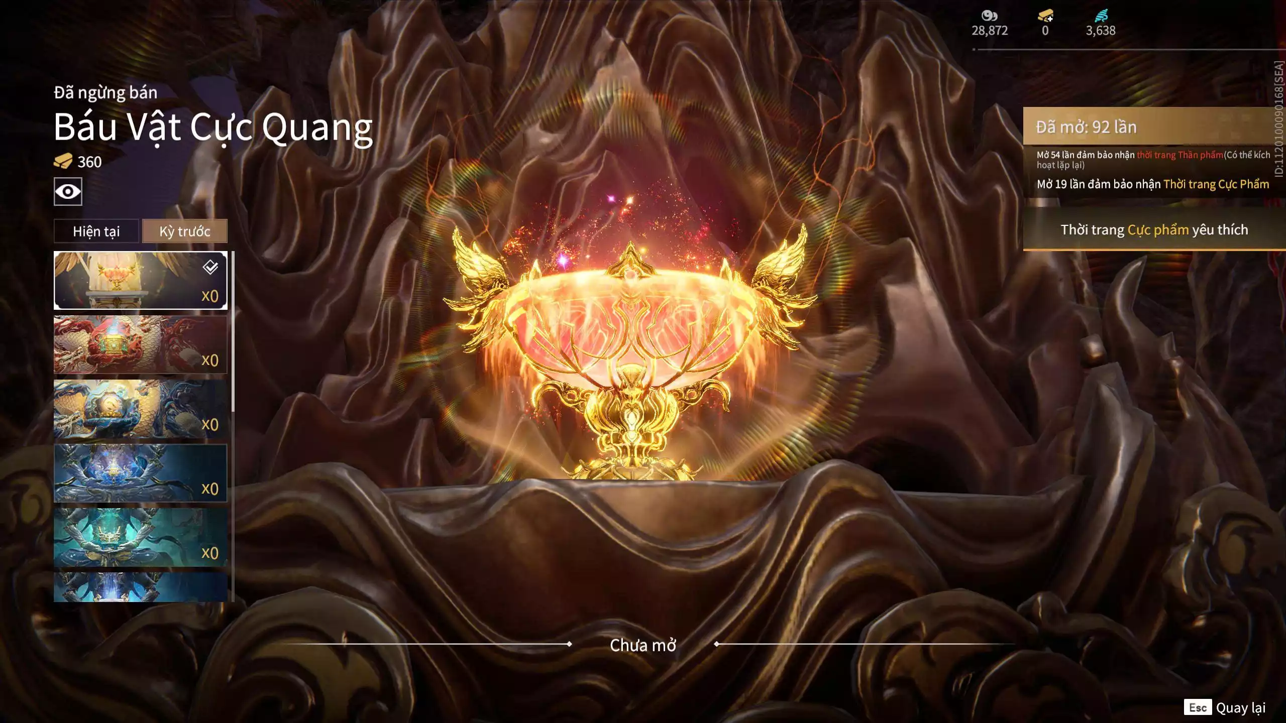 Ảnh ACC VIP MS: 010725 1 Trích Tinh: Cung-Hoa Sương Tiễn ( 1 Sao Vàng, 2 Sao Đỏ), 16 Vũ khí đỏ, 12 Trang Phục đỏ, 10 Thời Trang Bikini, 9 Phụ Kiện Hóa Hình, Nhiều Thời Trang Limited
