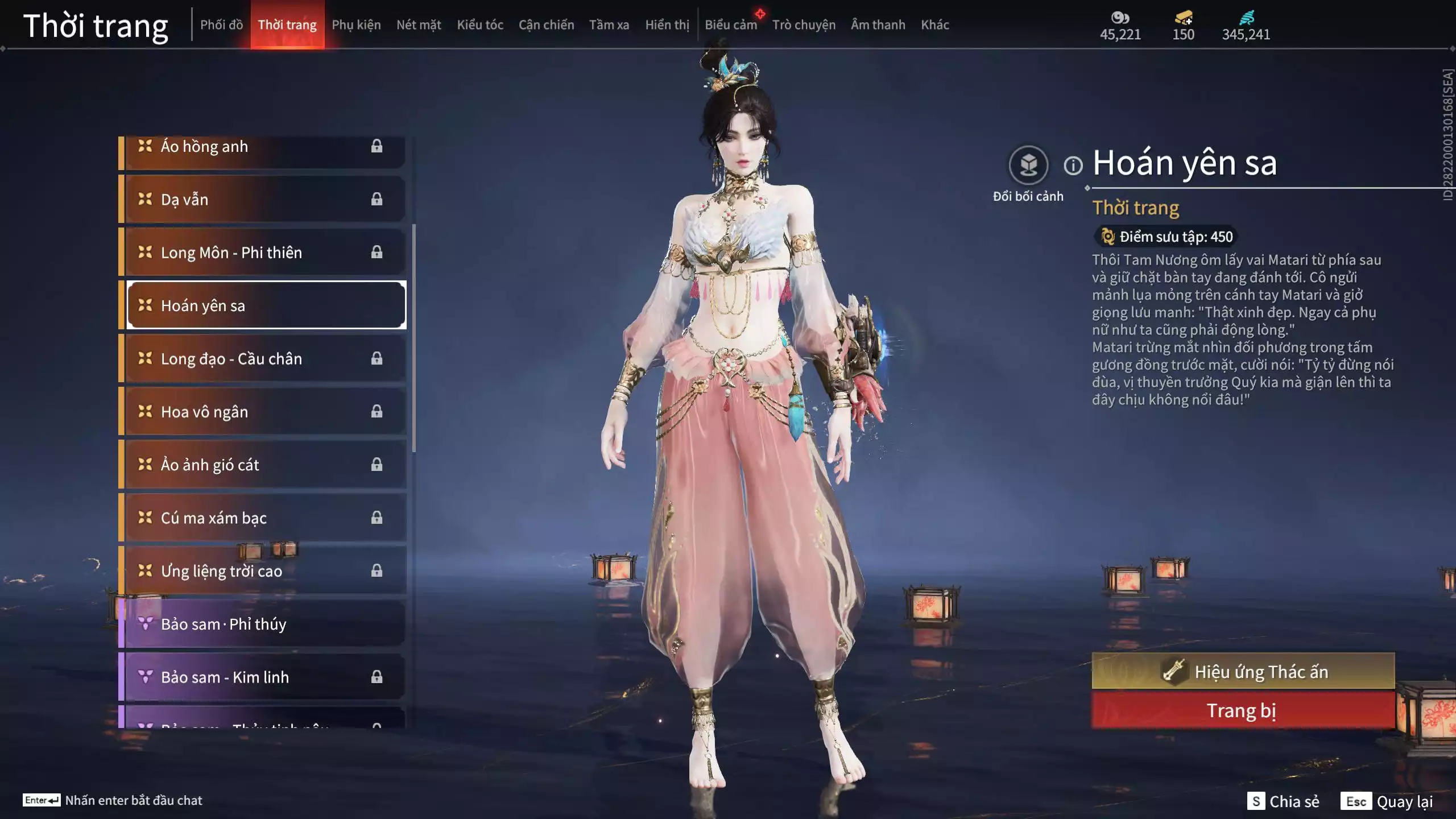 Ảnh Acc 633: 4 Vũ khí đỏ: Gậy Như Ý, Thiên Quỳnh, Kiếm Thiếu Dương, Song Long Chầu Nguyệt, 4 Trang Phục đỏ: Hỏa Ngục Đế Giáp, Lưu Kim Hiểu Cẩm, Giám Binh Hung Thần, Hoa Của Cát