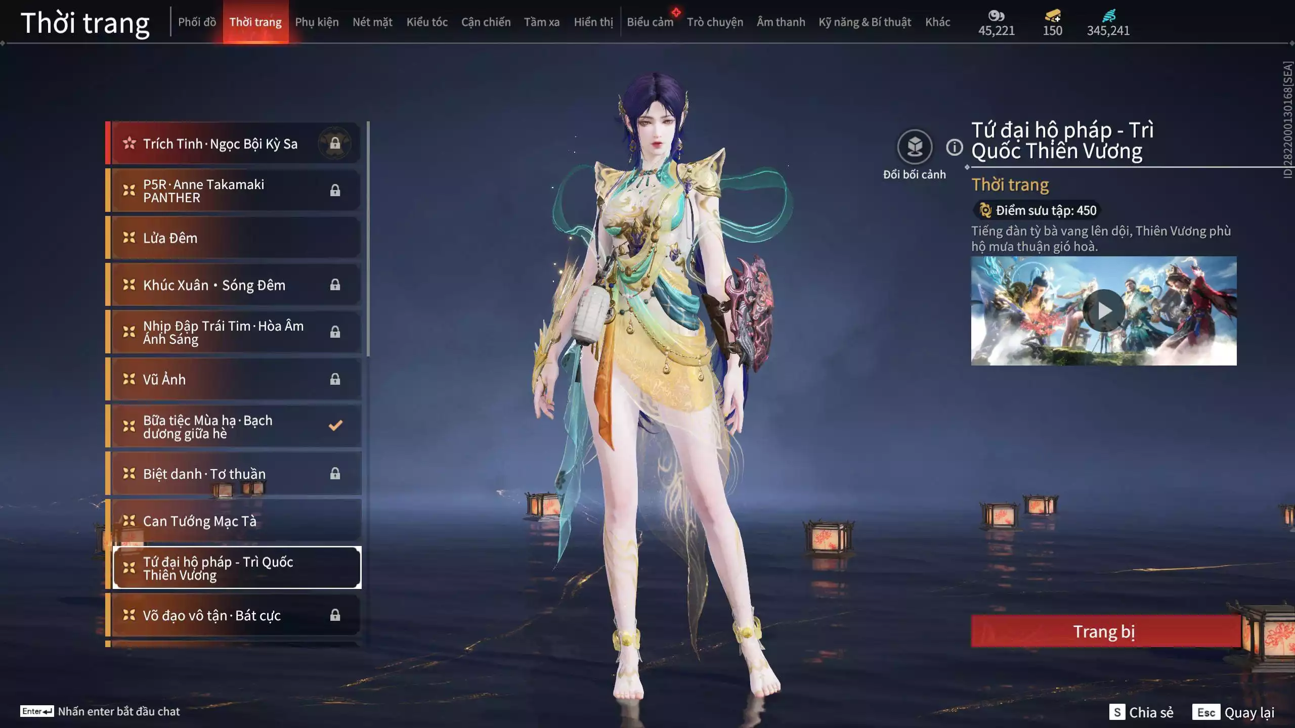 Ảnh Acc 633: 4 Vũ khí đỏ: Gậy Như Ý, Thiên Quỳnh, Kiếm Thiếu Dương, Song Long Chầu Nguyệt, 4 Trang Phục đỏ: Hỏa Ngục Đế Giáp, Lưu Kim Hiểu Cẩm, Giám Binh Hung Thần, Hoa Của Cát