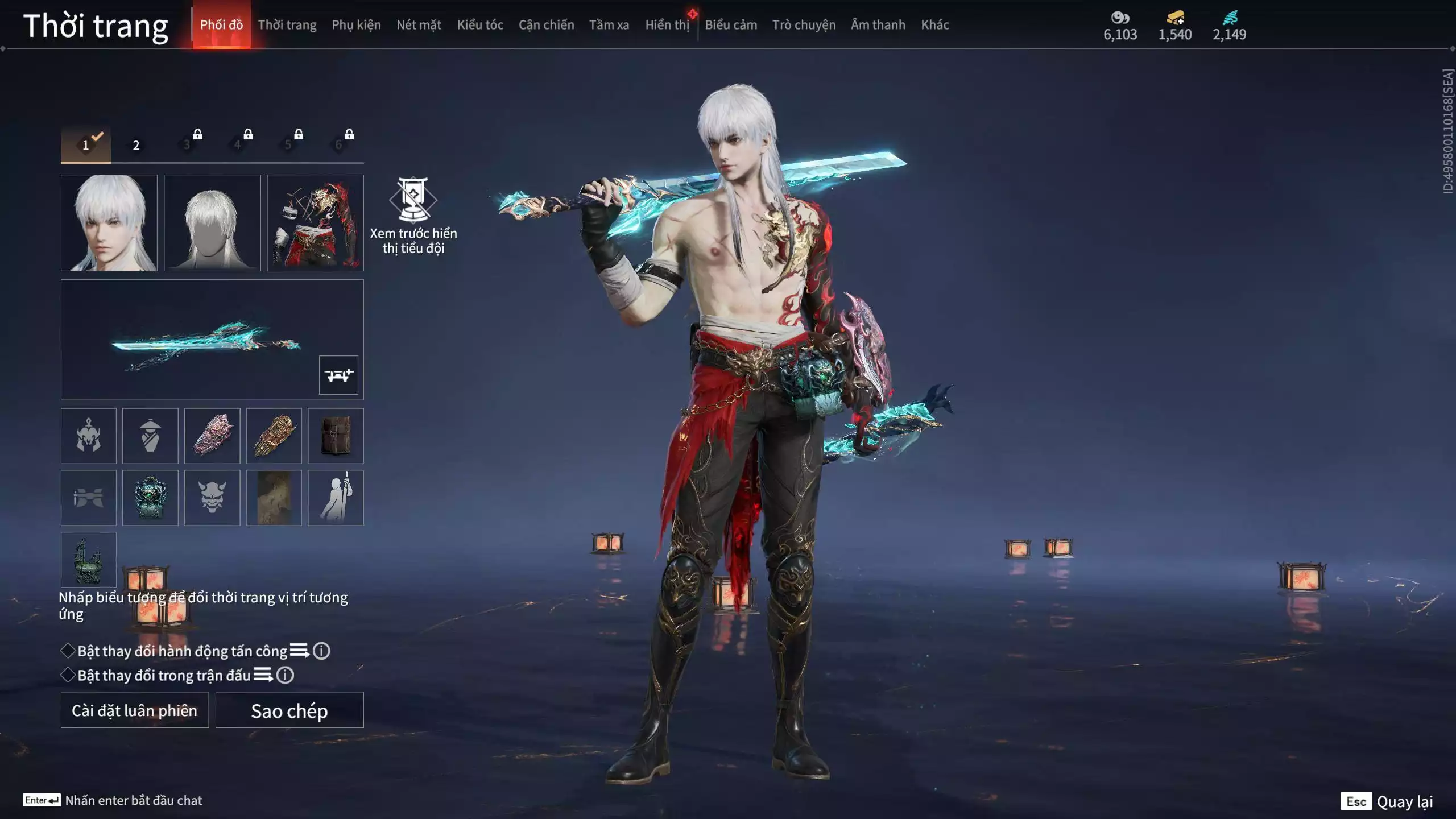Ảnh Acc 637: *** Dư 1m Steam + 1k5 vàng ***5 Vũ khí đỏ: Gậy Như Ý, Thiên Quỳnh, Tinh Đế, Kích Phi Tướng, Ngược Đêm Rạng, 4 Trang phục đỏ: Tân Hôn Nhuộm Đỏ, Cô Phù Thủy Nhỏ, Hóa Thân Minh Vương, Điệp Mộng
