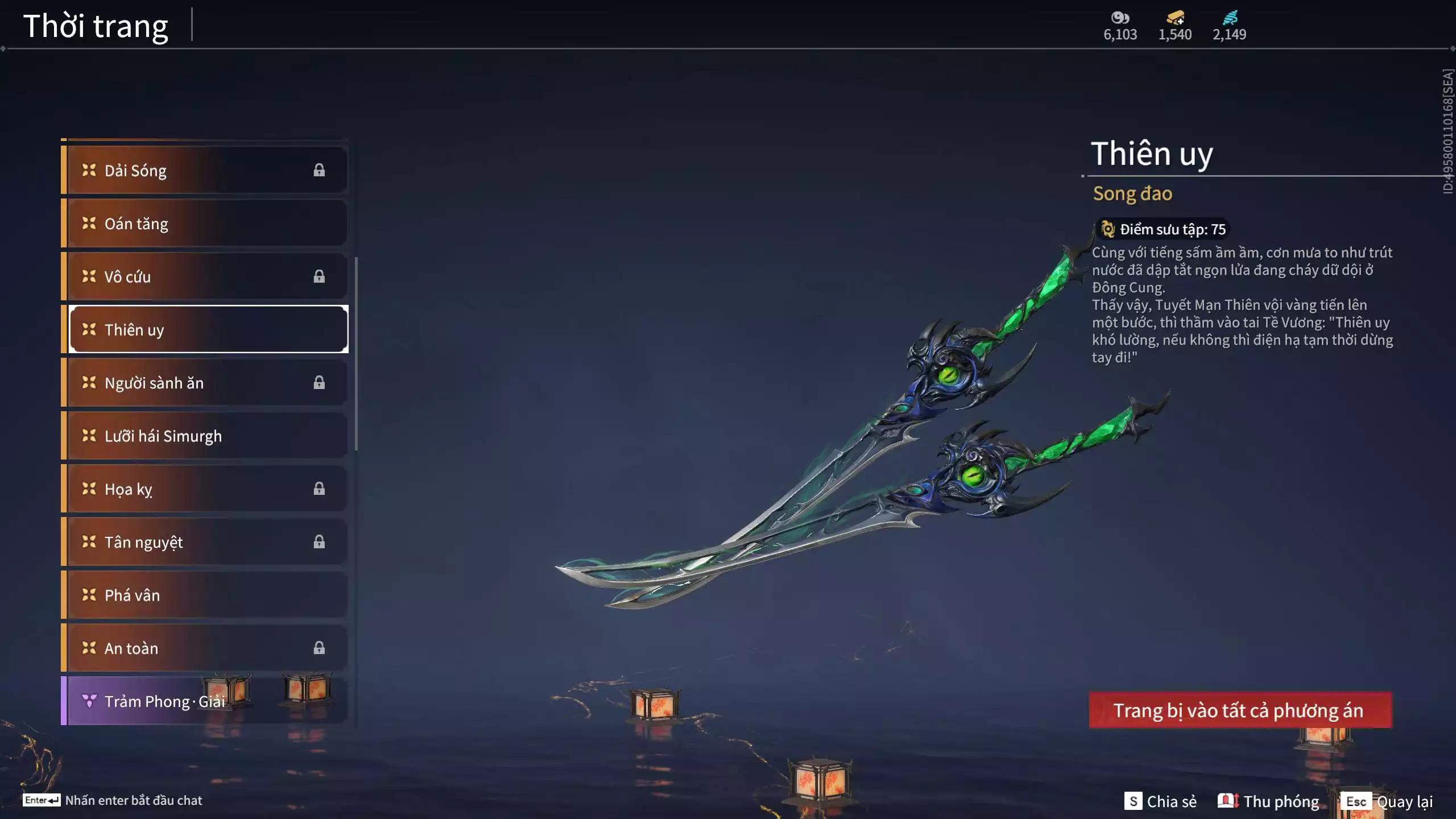 Ảnh Acc 637: *** Dư 1m Steam + 1k5 vàng ***5 Vũ khí đỏ: Gậy Như Ý, Thiên Quỳnh, Tinh Đế, Kích Phi Tướng, Ngược Đêm Rạng, 4 Trang phục đỏ: Tân Hôn Nhuộm Đỏ, Cô Phù Thủy Nhỏ, Hóa Thân Minh Vương, Điệp Mộng