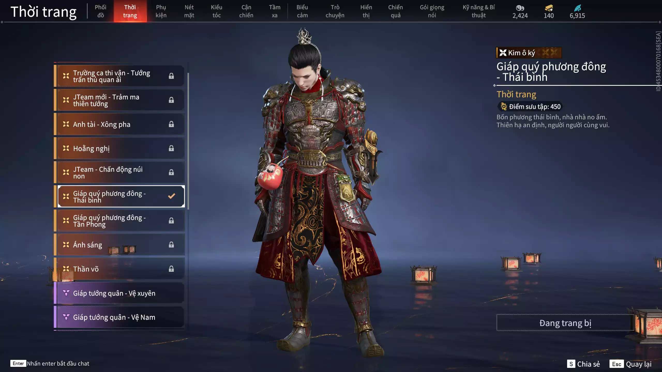 Ảnh Acc 403: 2 Vũ khí đỏ: Song Long Chầu Nguyệt, Đại Đao Lang Vương, 3 Trang phục đỏ: Yêu Hồ Thông Thiên, Lệ Giao Nhân, Giám Binh Hung Thần