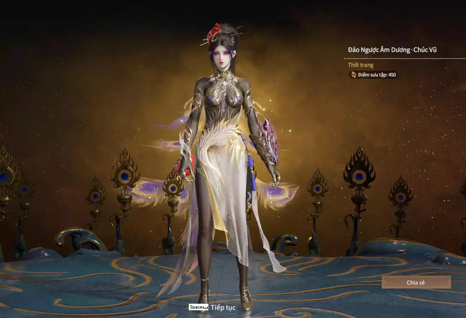 Ảnh Acc 546: 4 Vũ khí đỏ: Ngược Đêm Rạng, Kích Phi Tướng, Song Long Chầu Nguyệt, Long Tước, 2 Trang phục đỏ: Lệ Giao Nhân, Điệp Mộng