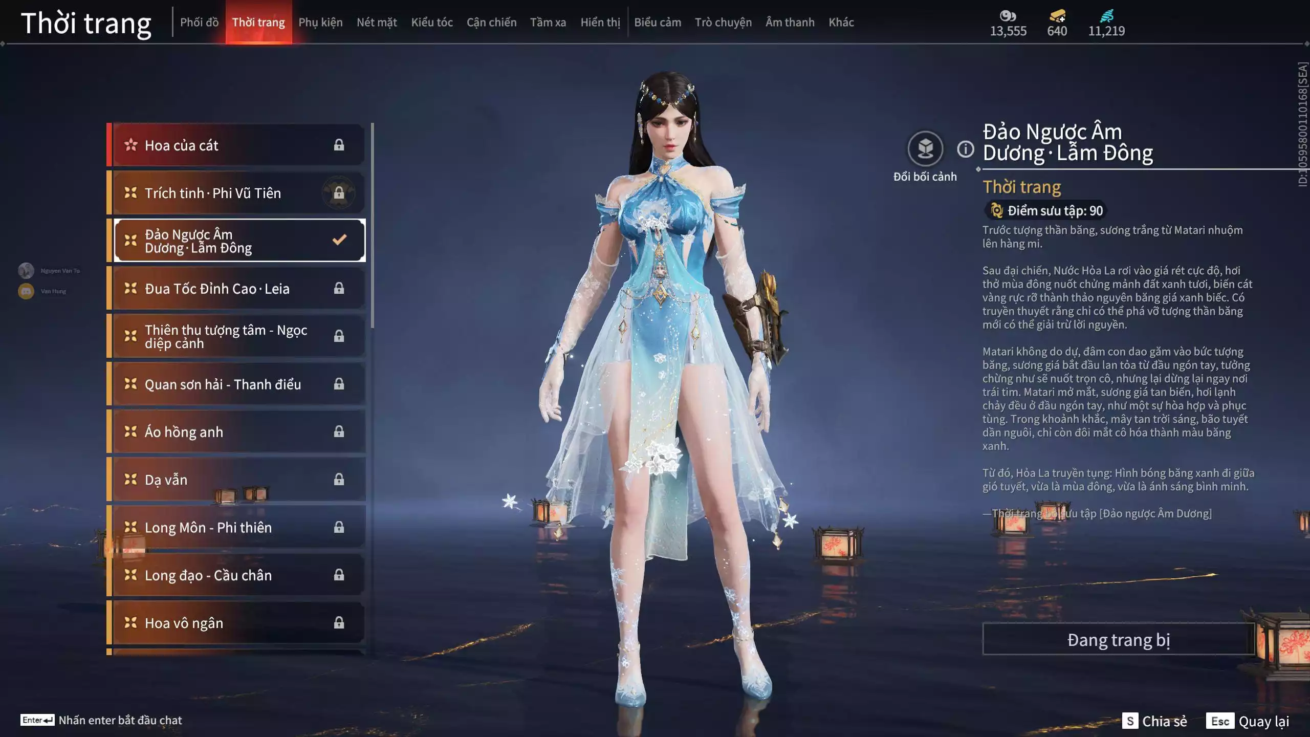 Ảnh Acc 649: 2 Vũ khí đỏ: Đại Đao Lang Vương, Long Tước, 3 Trang phục: Tân Hôn Nhuộm Đỏ ( Có khăn Voan), Lăng Tiêu Vũ, Lưu Kim Hiểu Cẩm