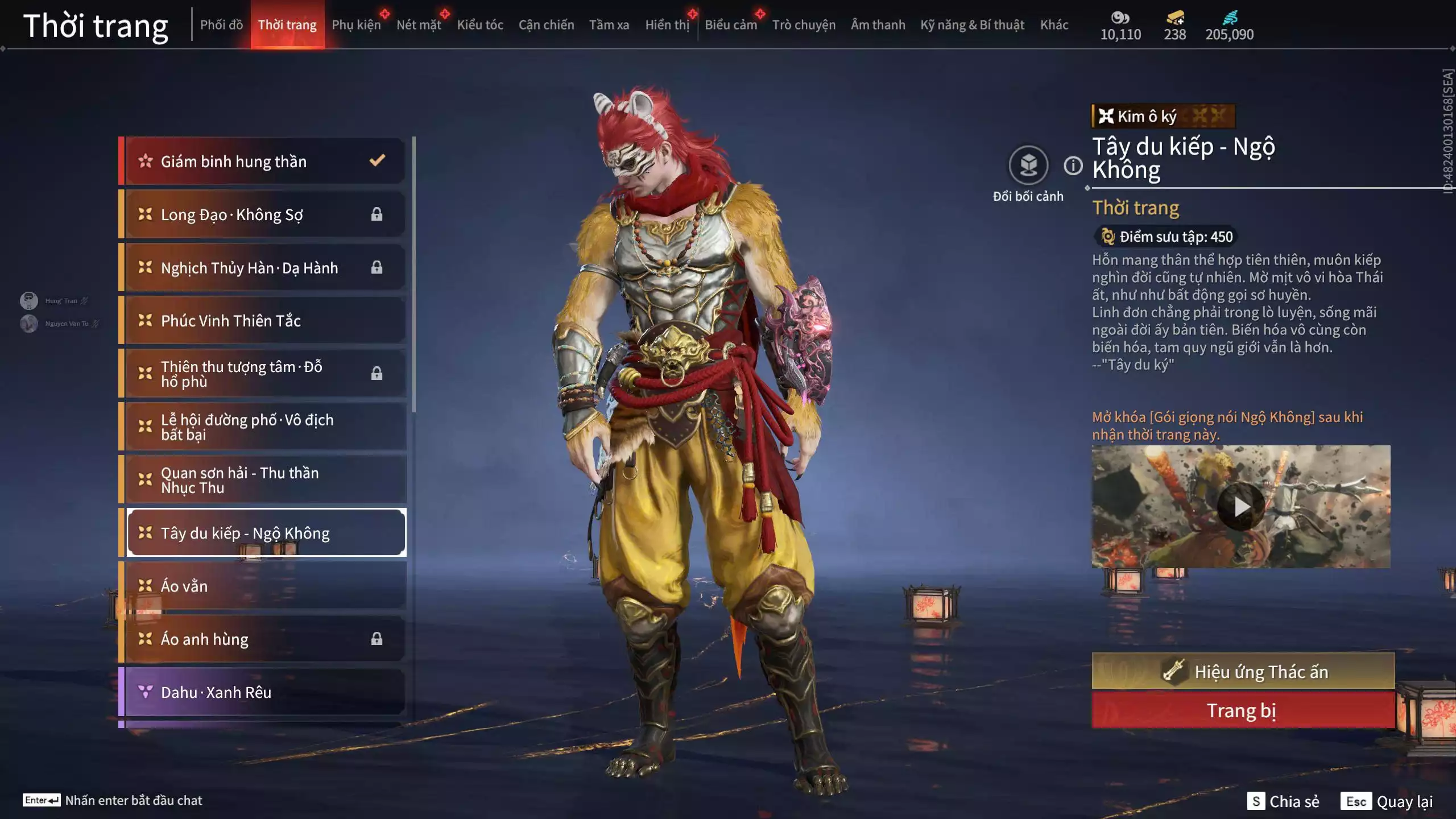 Ảnh Acc 648: Steam có *** Black Myth: Wukong ***, 8 Vũ khí đỏ, 4 Trang phục đỏ