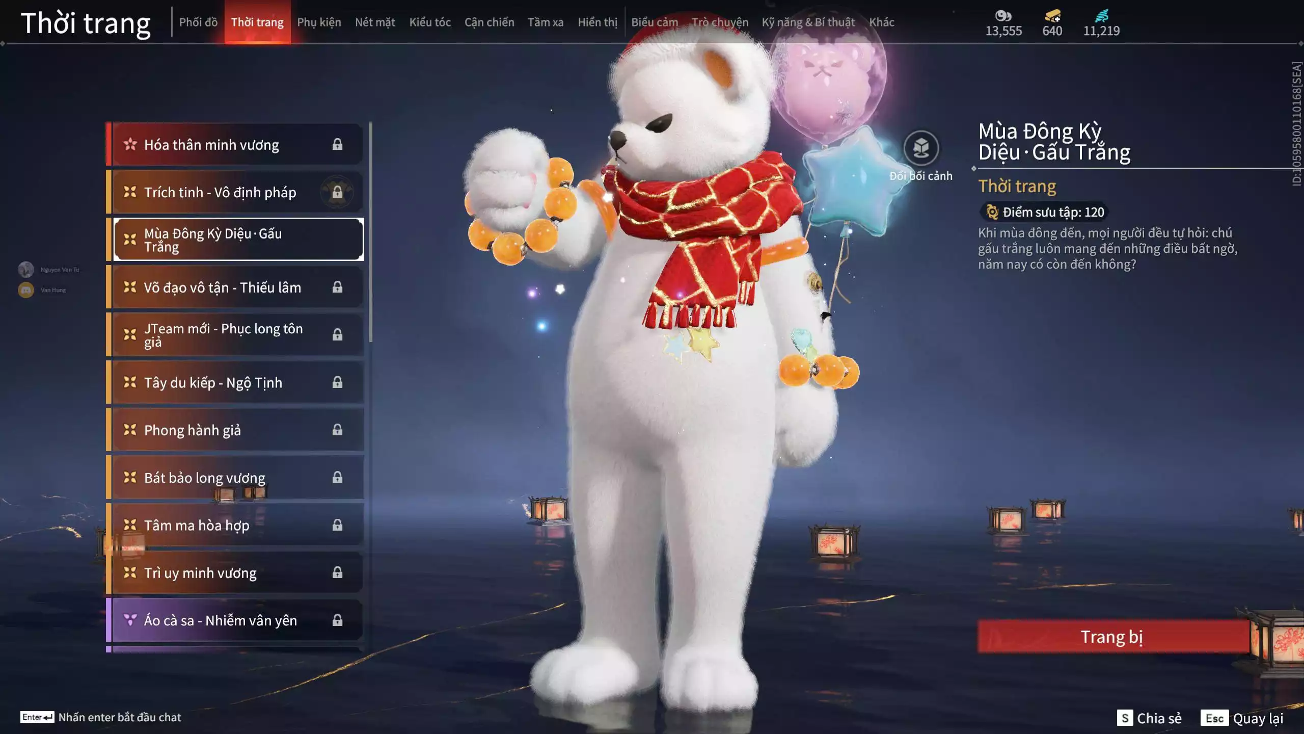 Ảnh Acc 649: 2 Vũ khí đỏ: Đại Đao Lang Vương, Long Tước, 3 Trang phục: Tân Hôn Nhuộm Đỏ ( Có khăn Voan), Lăng Tiêu Vũ, Lưu Kim Hiểu Cẩm