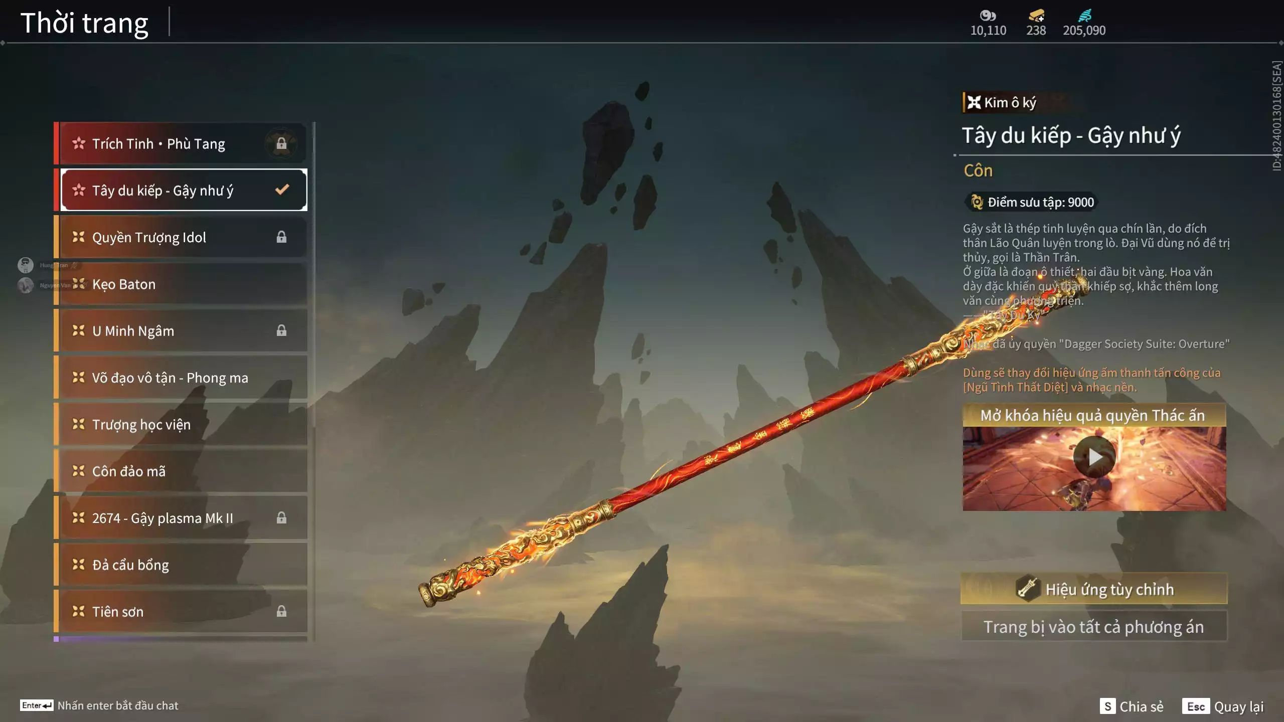 Ảnh Acc 648: Steam có *** Black Myth: Wukong ***, 8 Vũ khí đỏ, 4 Trang phục đỏ