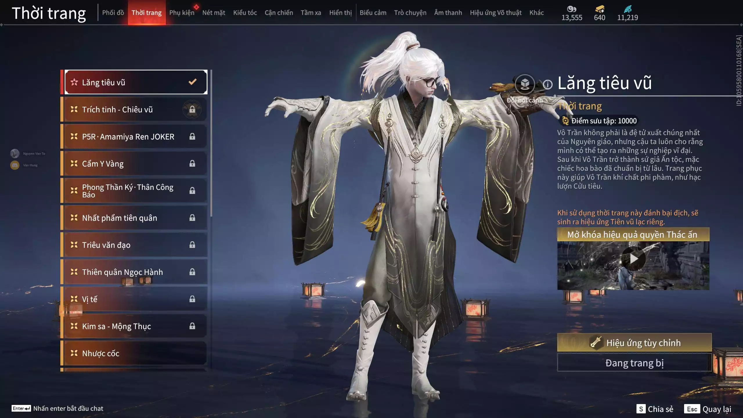 Ảnh Acc 649: 2 Vũ khí đỏ: Đại Đao Lang Vương, Long Tước, 3 Trang phục: Tân Hôn Nhuộm Đỏ ( Có khăn Voan), Lăng Tiêu Vũ, Lưu Kim Hiểu Cẩm