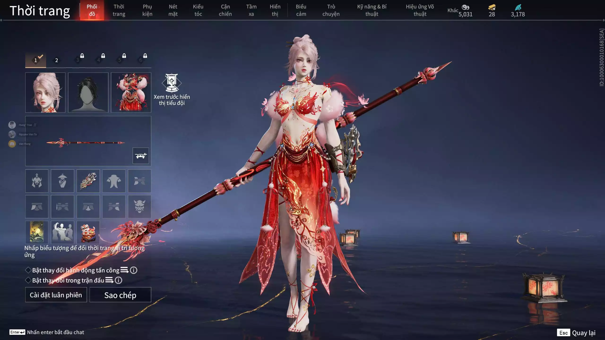 Ảnh Acc 627: 3 Vũ Khí Đỏ: Tinh đế, Đại Đao Lang Vương, Long Tước, 2 Trang Phục Đỏ: Tiên Nữ Trong Tranh, Điệp Mộng