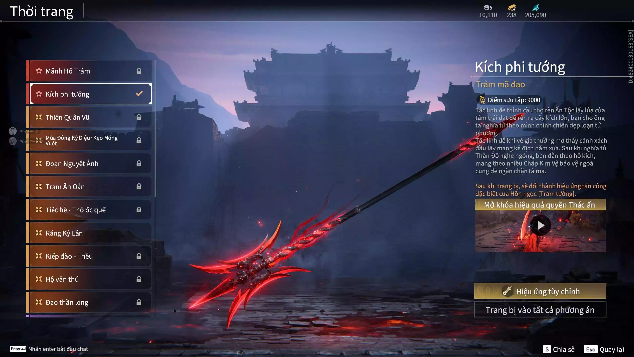 Ảnh Acc 648: Steam có *** Black Myth: Wukong ***, 8 Vũ khí đỏ, 4 Trang phục đỏ