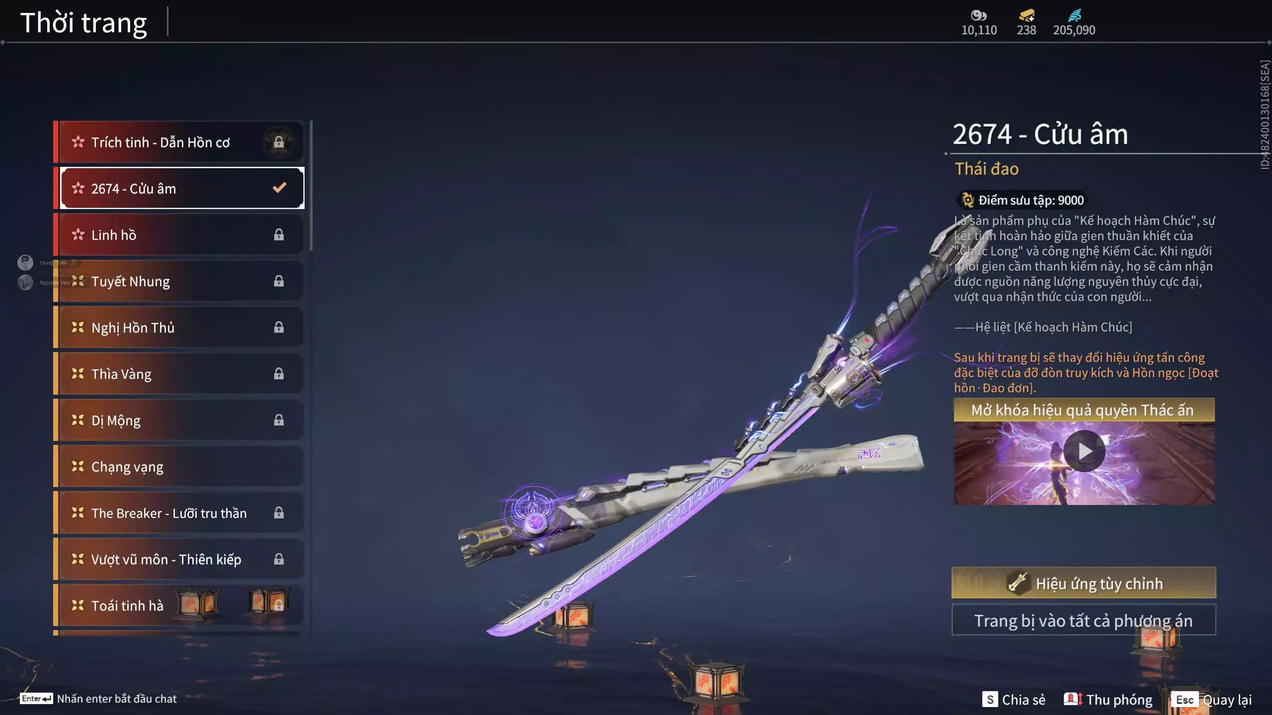 Ảnh Acc 648: Steam có *** Black Myth: Wukong ***, 8 Vũ khí đỏ, 4 Trang phục đỏ