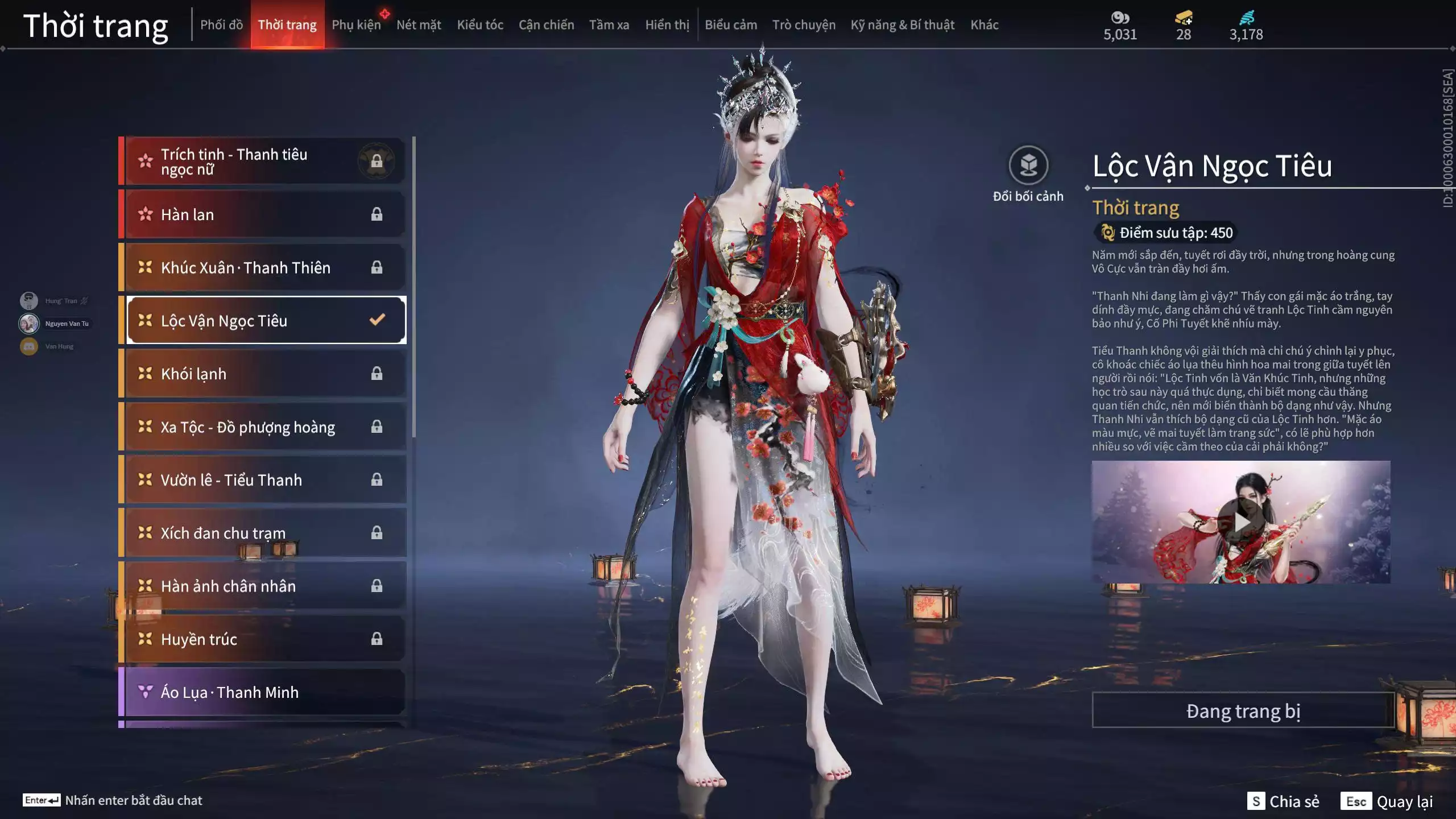 Ảnh Acc 627: 3 Vũ Khí Đỏ: Tinh đế, Đại Đao Lang Vương, Long Tước, 2 Trang Phục Đỏ: Tiên Nữ Trong Tranh, Điệp Mộng