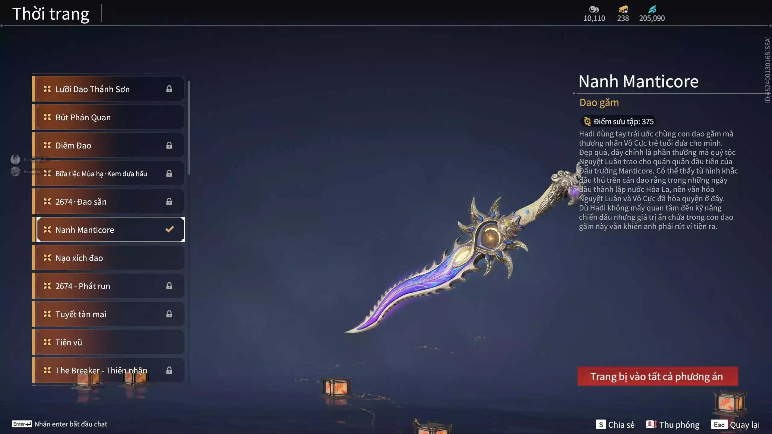 Ảnh Acc 648: Steam có *** Black Myth: Wukong ***, 8 Vũ khí đỏ, 4 Trang phục đỏ