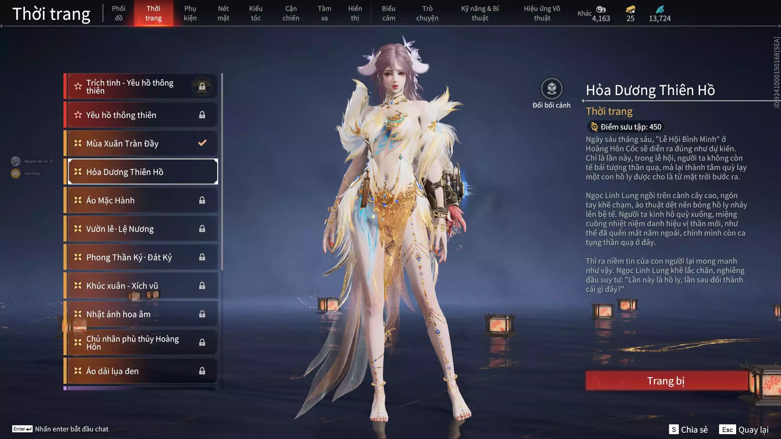 Ảnh Acc 647: 5 Vũ khí đỏ: Hỏa Luân, Tinh Đế, Thái Đao-Linh Hồ, Thương Linh Tê, Long Tước, 2 Trang phục: Hóa Thân Minh Vương, Điệp Mộng