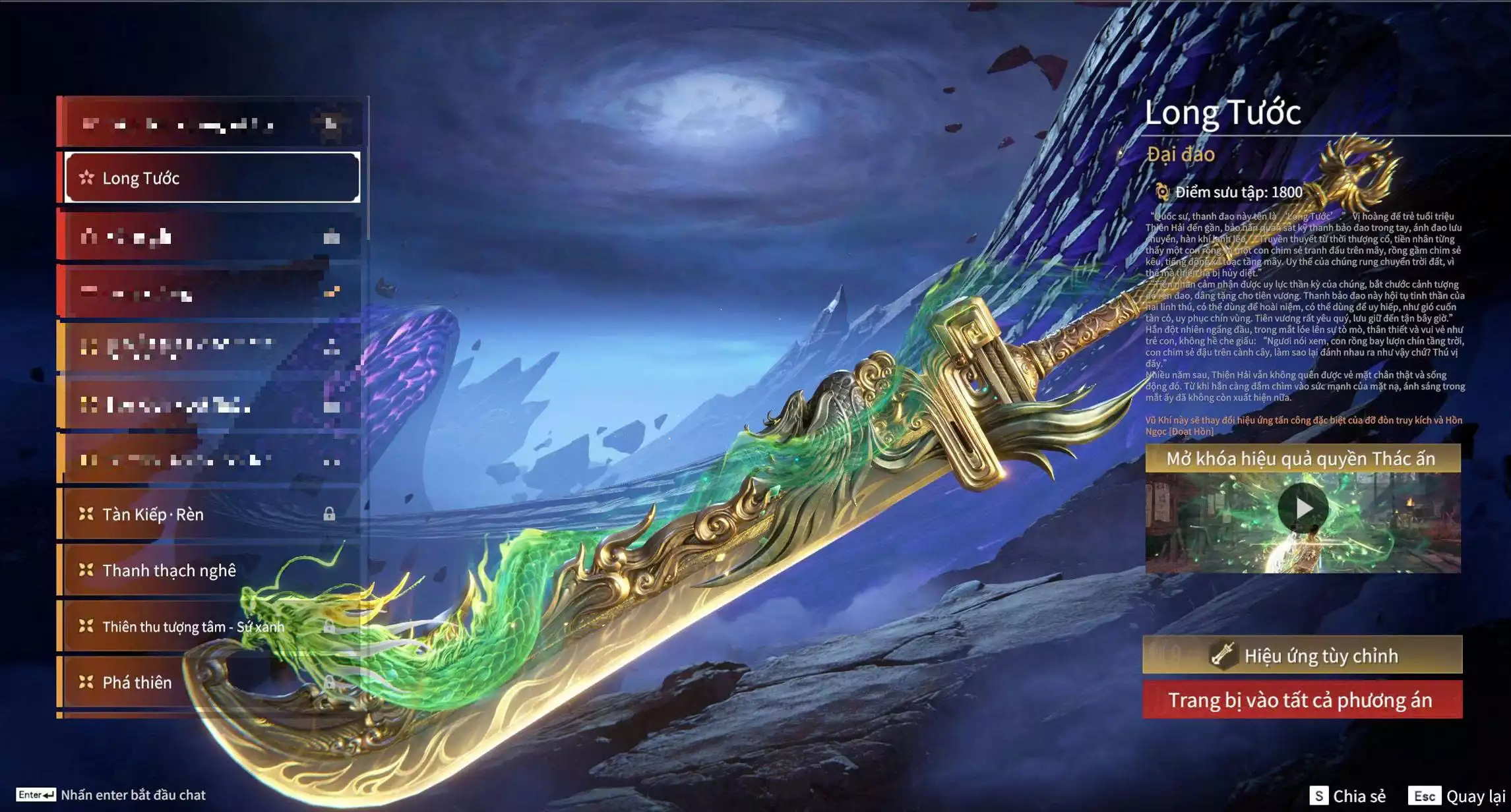 Ảnh Acc 579: 5 Vũ khí đỏ: Tinh Đế, Kích Phi Tướng, Song Long Chầu Nguyệt, Kinh Bách Lý, Long Tước, 3 Trang phục đỏ: Hoa Của Cát, Thủ Mặc Kỳ, Lưu Kim Hiểu Cẩm