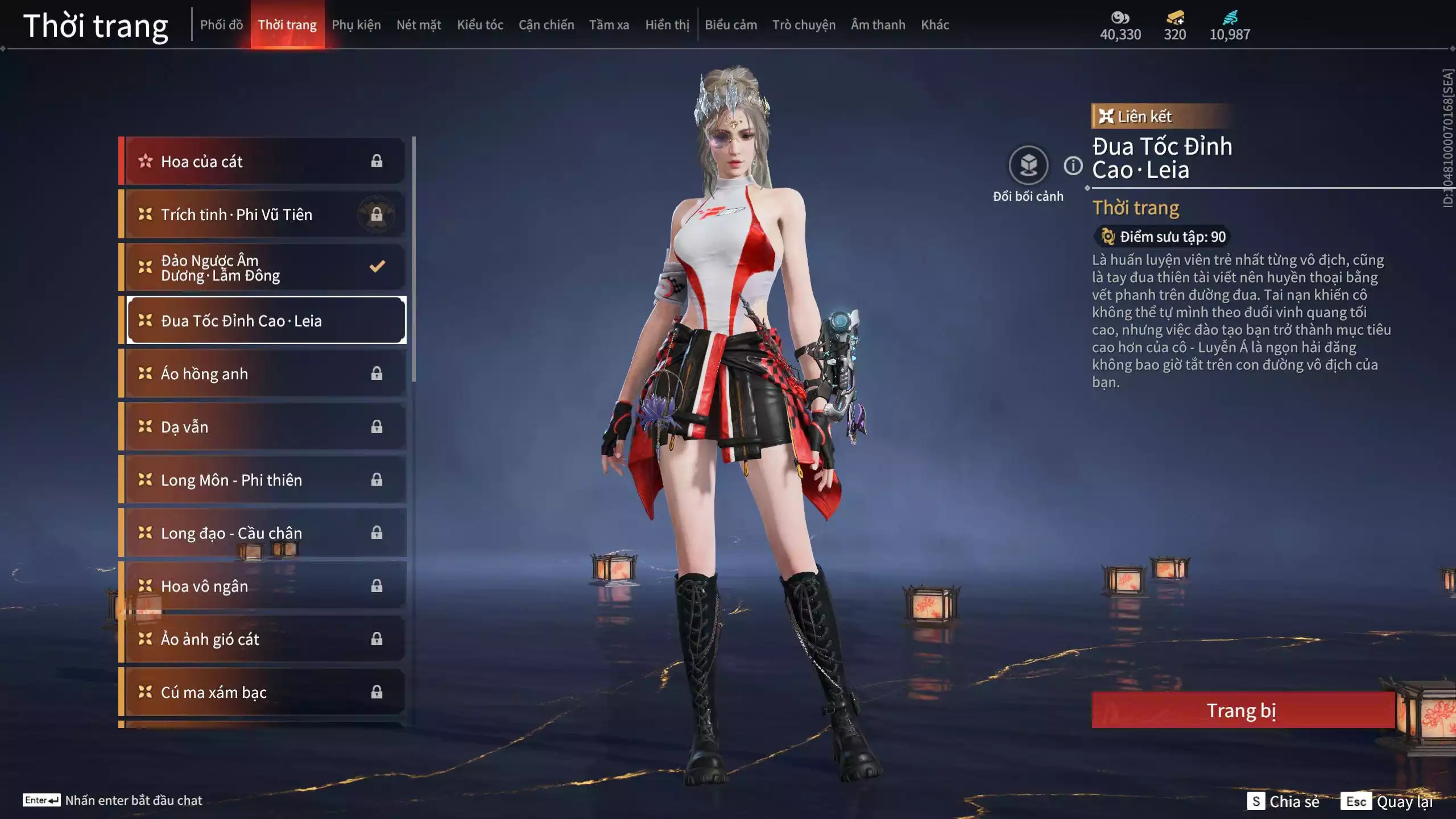 Ảnh Acc 654: 6 Vũ khí đỏ: Thương Nhai Giác, Đại Đao Lang Vương, Long Tước, Kích Phi Tướng, Song Long Chầu Nguyệt, Tinh Đế,  1 Trang phục đỏ: Hỏa Ngục Đế Giáp