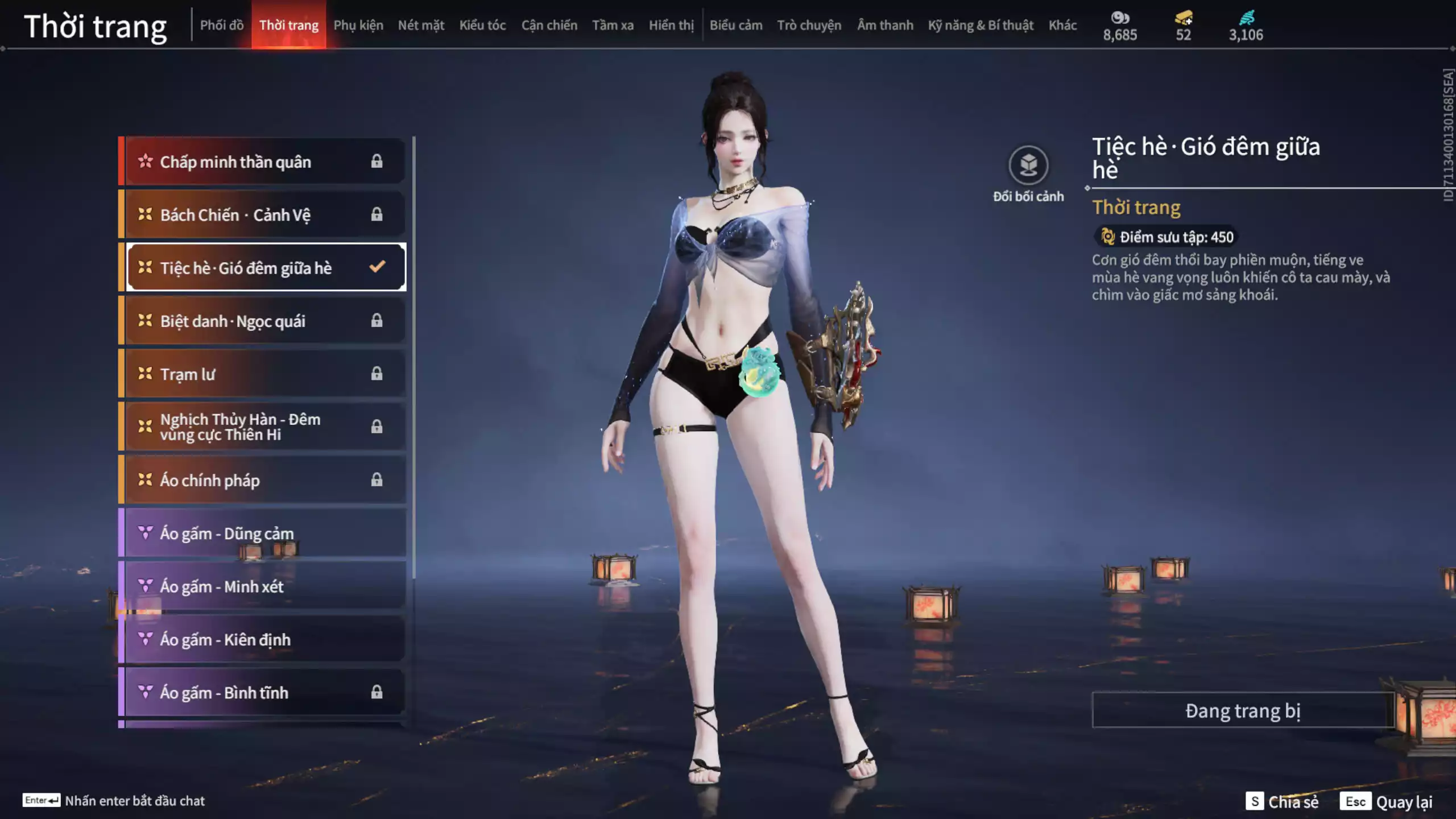 Ảnh Acc 601:5 Vũ khí đỏ: Bỉ Nghệ, Song Long Chầu Nguyệt, Pháo Thiên Phạt, Long Tước, Ánh Thanh Thiên, 3 Trang phục đỏ: Domaru-Tà Dương, Hóa Thân Minh Vương, Điệp Mộng