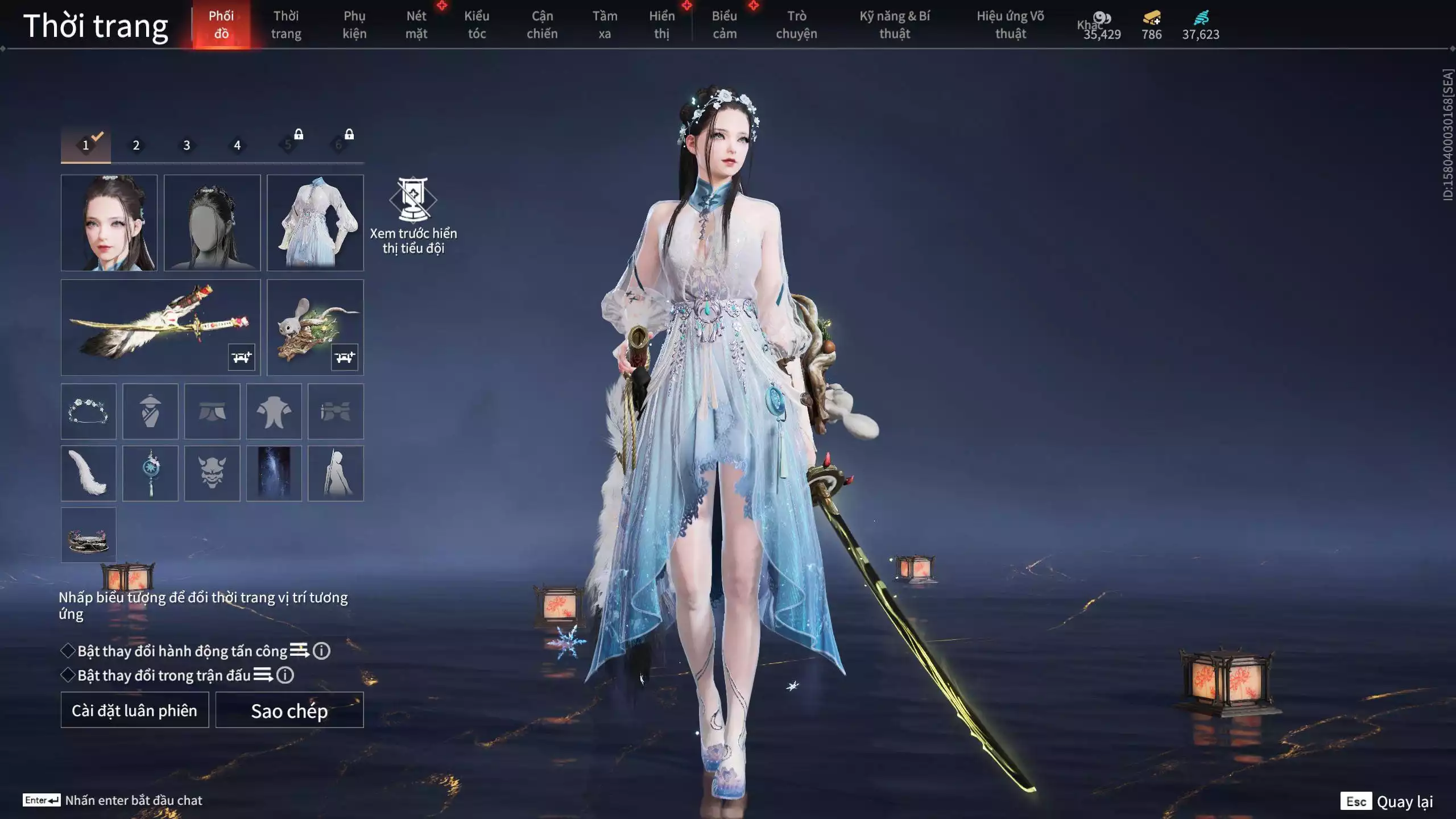 Ảnh Acc 614:Trích Tinh: Tín Thủ Trảm Long ( 1 sao vàng), 12 Vũ khí đỏ, 7 Trang phục đỏ