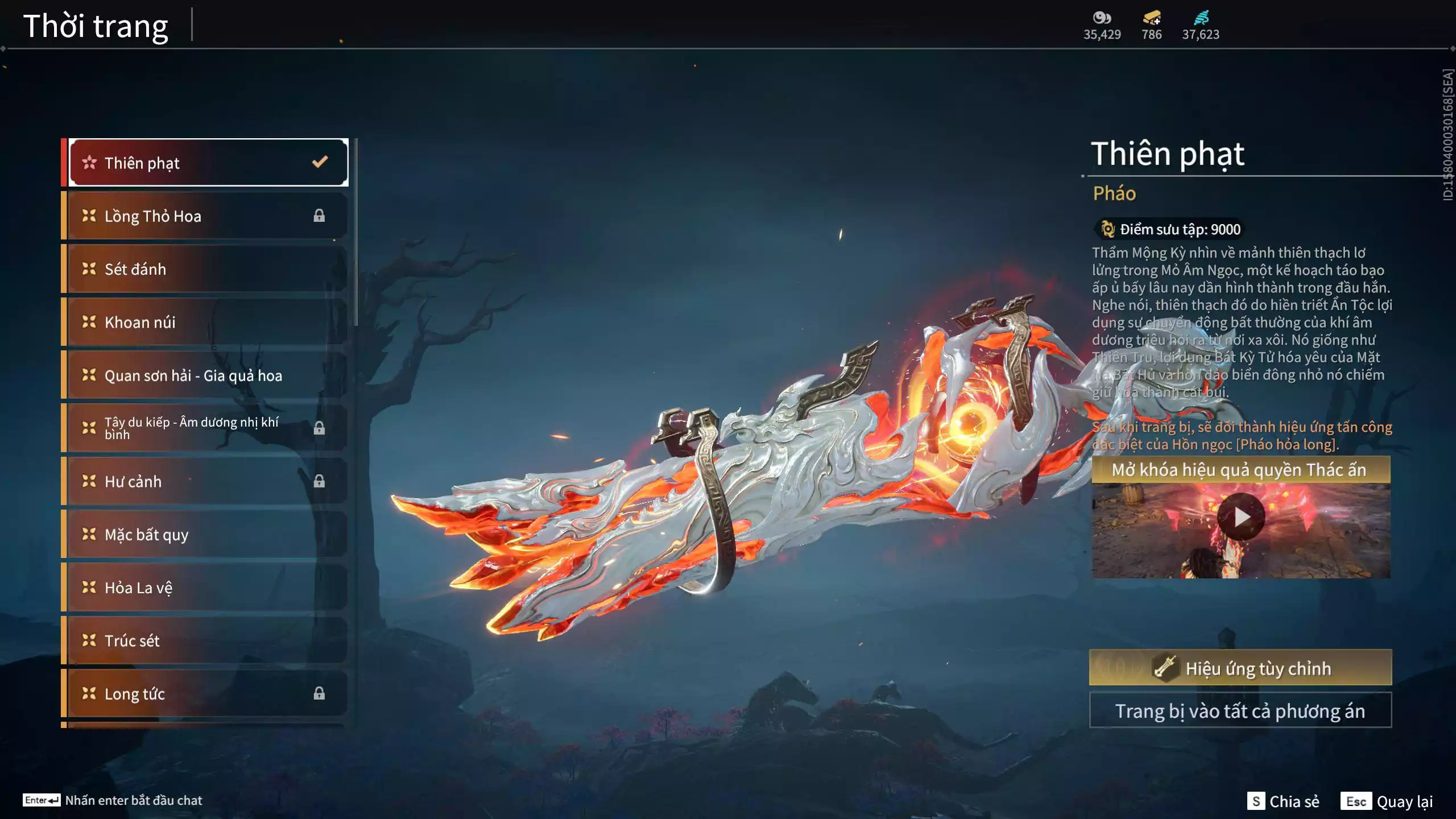 Ảnh Acc 614:Trích Tinh: Tín Thủ Trảm Long ( 1 sao vàng), 12 Vũ khí đỏ, 7 Trang phục đỏ