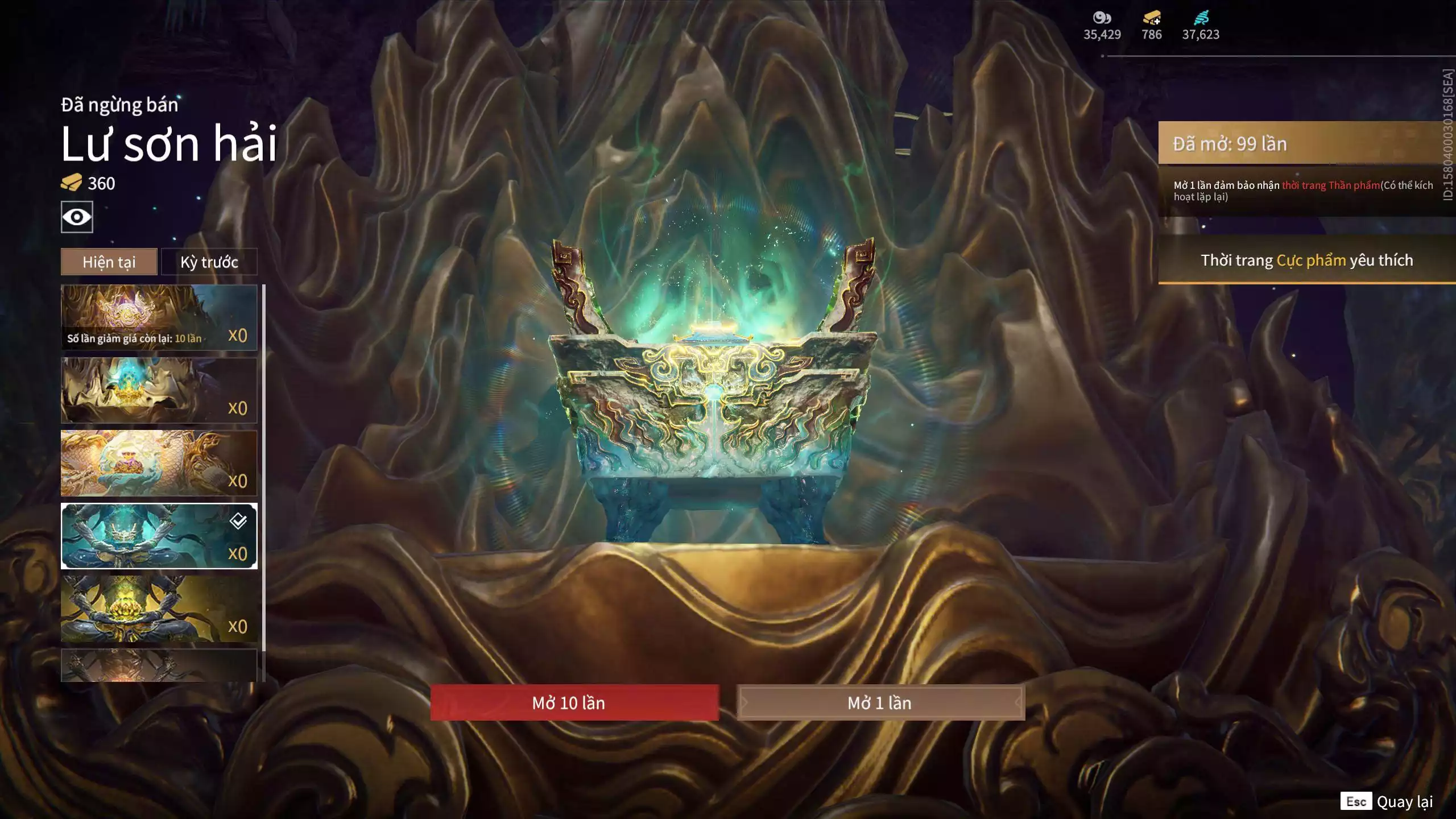 Ảnh Acc 614:Trích Tinh: Tín Thủ Trảm Long ( 1 sao vàng), 12 Vũ khí đỏ, 7 Trang phục đỏ