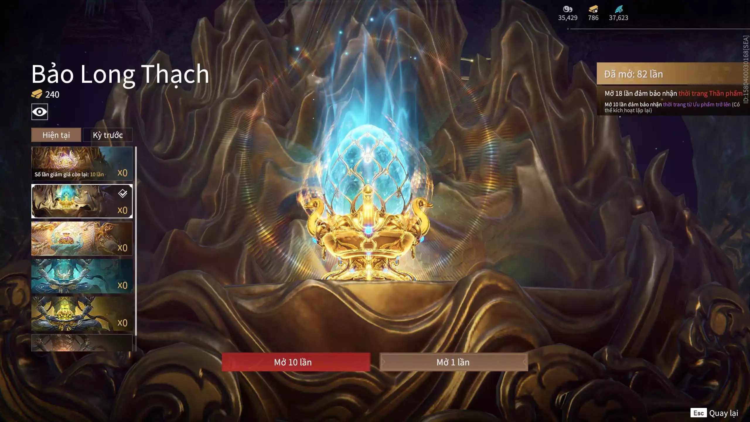 Ảnh Acc 614:Trích Tinh: Tín Thủ Trảm Long ( 1 sao vàng), 12 Vũ khí đỏ, 7 Trang phục đỏ