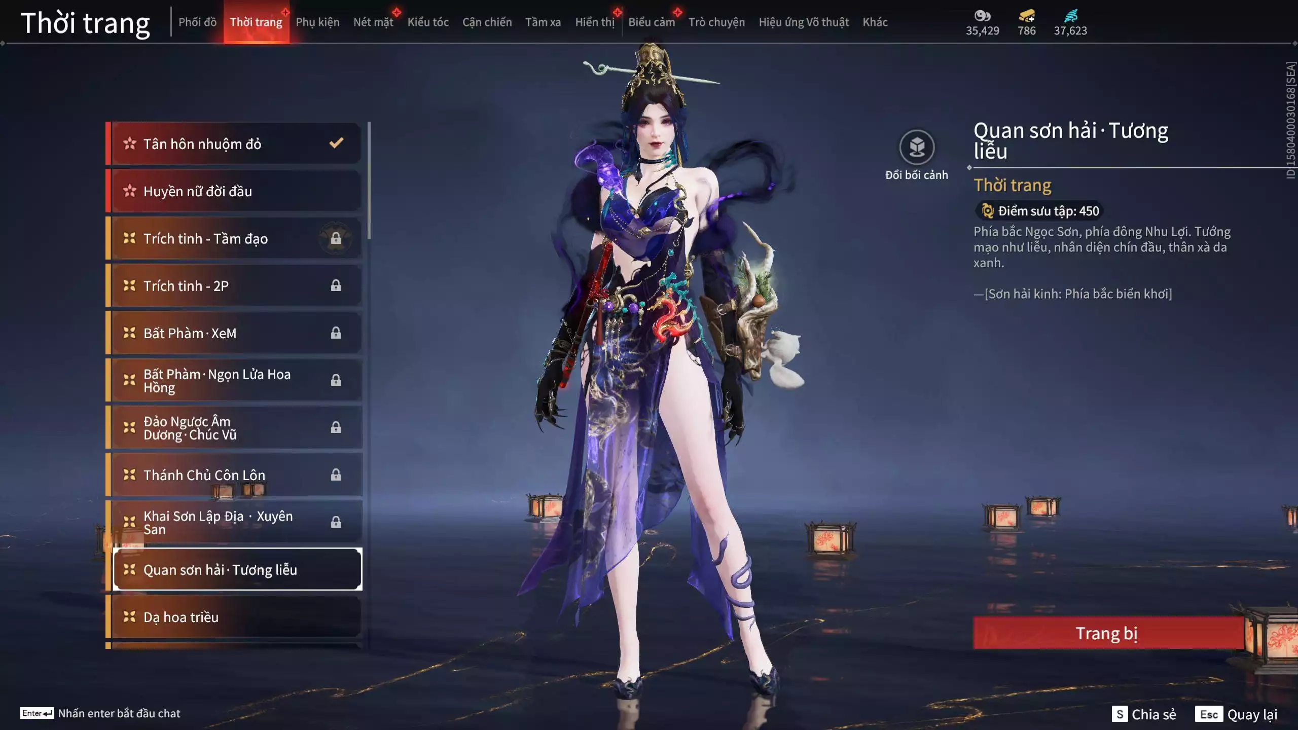 Ảnh Acc 614:Trích Tinh: Tín Thủ Trảm Long ( 1 sao vàng), 12 Vũ khí đỏ, 7 Trang phục đỏ