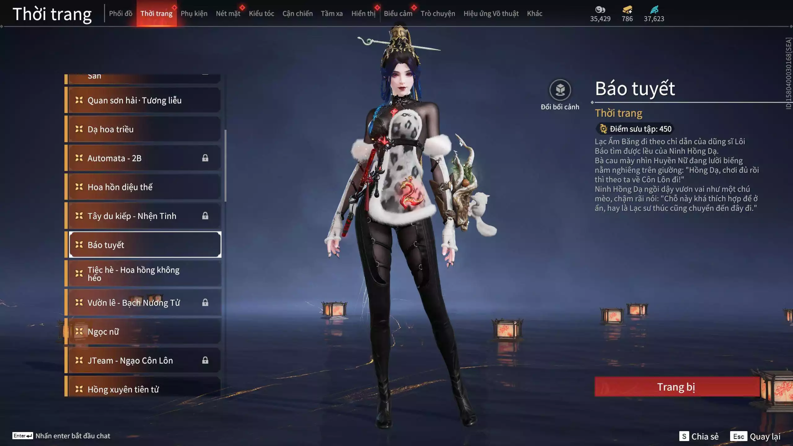 Ảnh Acc 614:Trích Tinh: Tín Thủ Trảm Long ( 1 sao vàng), 12 Vũ khí đỏ, 7 Trang phục đỏ