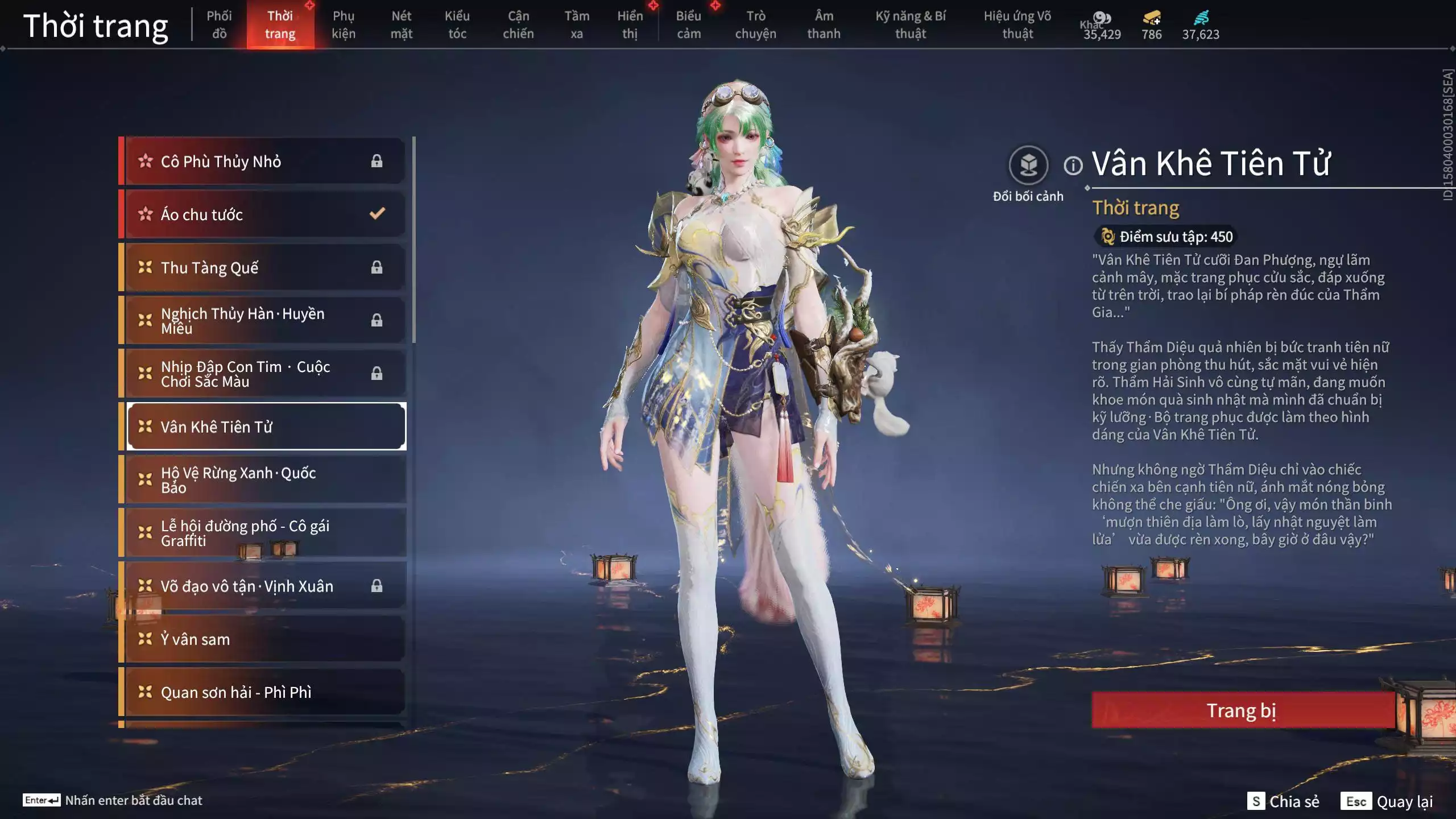 Ảnh Acc 614:Trích Tinh: Tín Thủ Trảm Long ( 1 sao vàng), 12 Vũ khí đỏ, 7 Trang phục đỏ