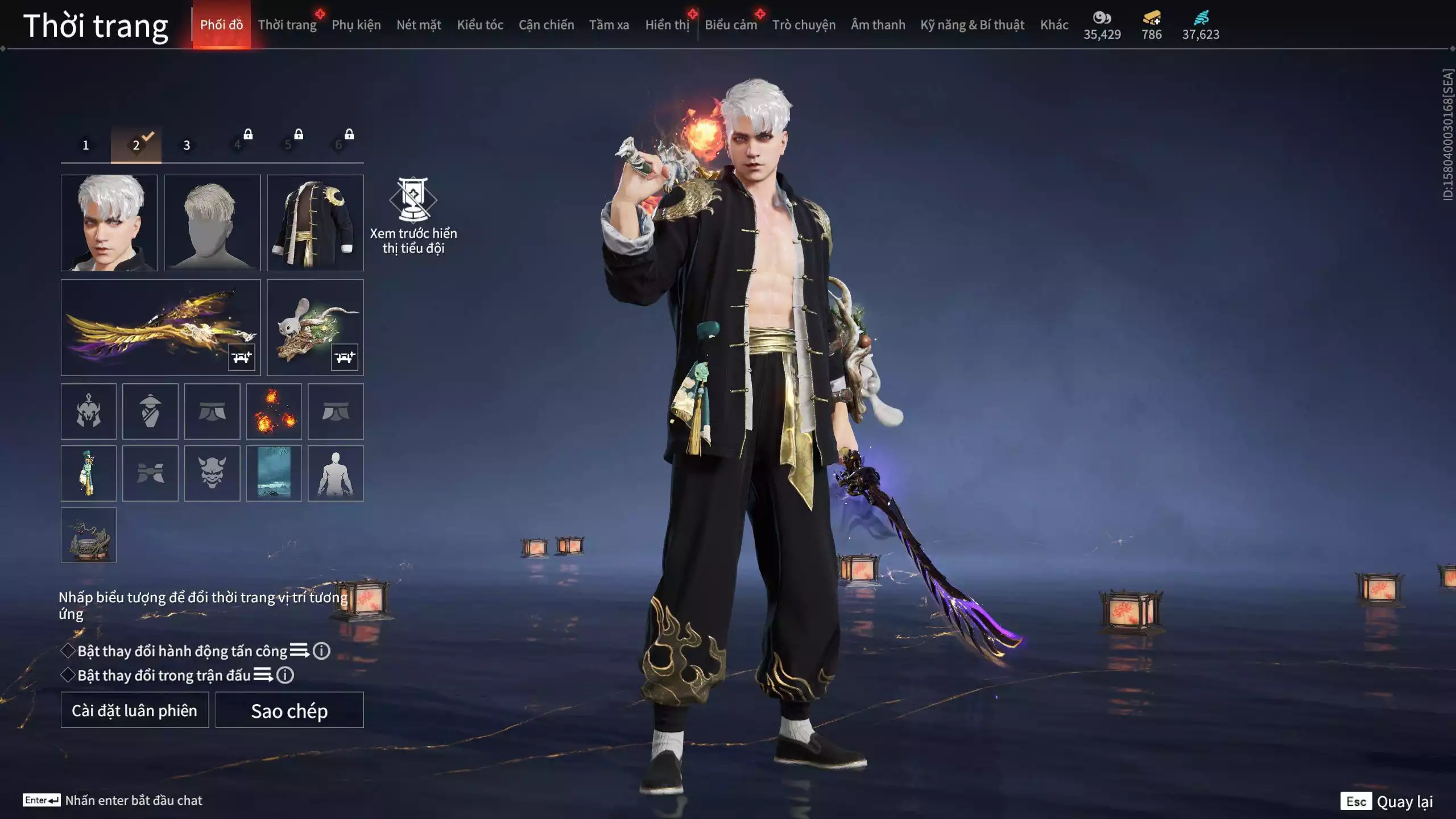 Ảnh Acc 614:Trích Tinh: Tín Thủ Trảm Long ( 1 sao vàng), 12 Vũ khí đỏ, 7 Trang phục đỏ