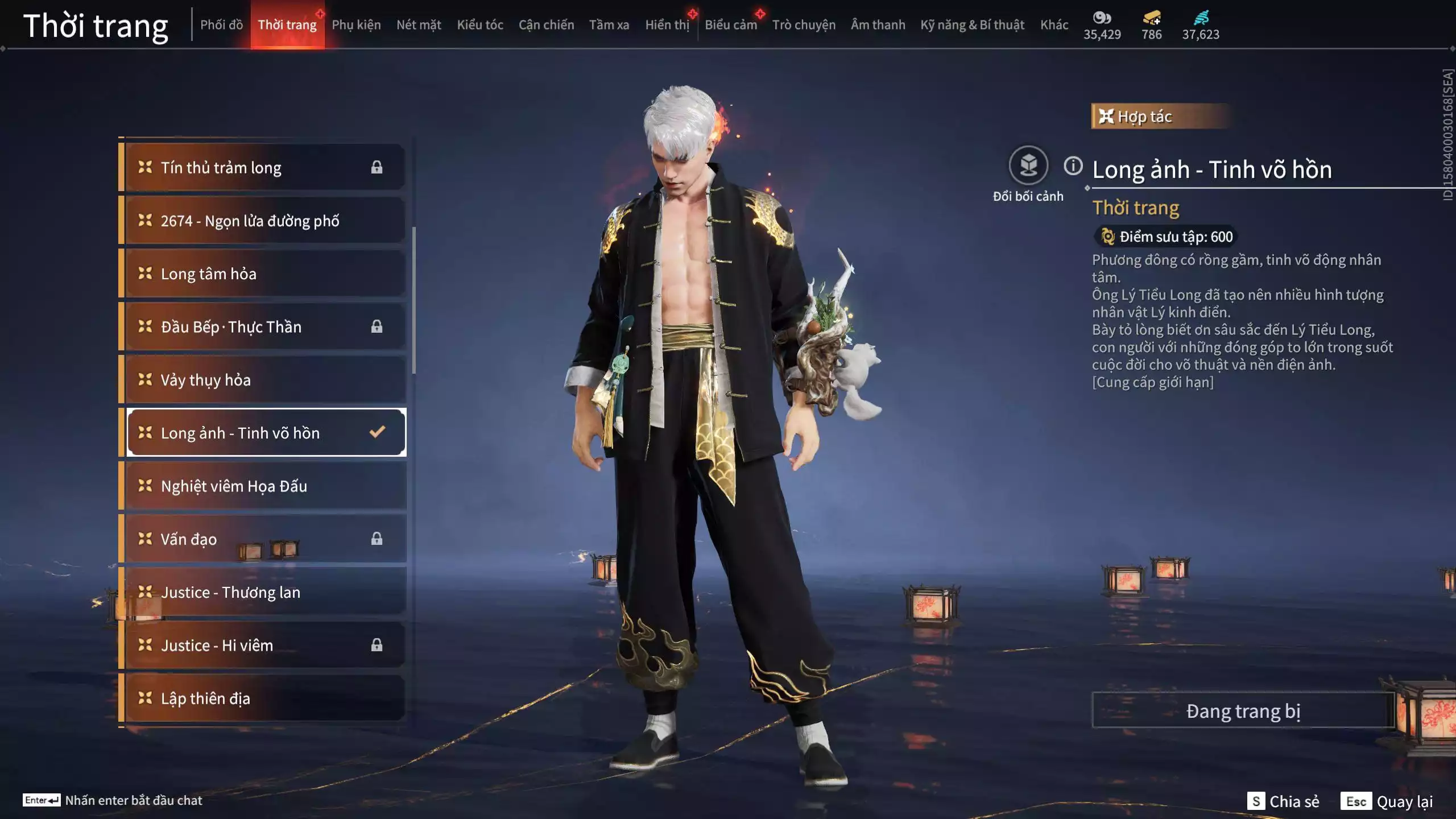 Ảnh Acc 614:Trích Tinh: Tín Thủ Trảm Long ( 1 sao vàng), 12 Vũ khí đỏ, 7 Trang phục đỏ