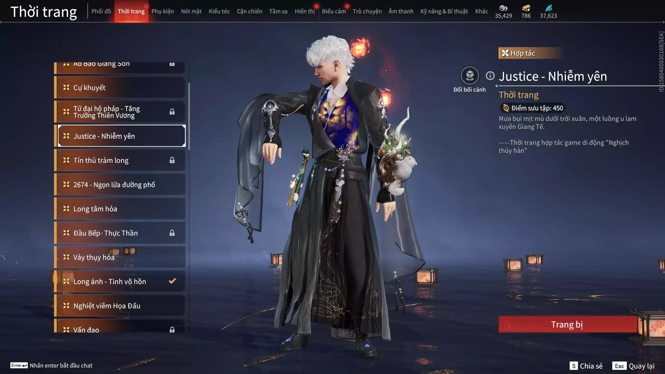 Ảnh Acc 614:Trích Tinh: Tín Thủ Trảm Long ( 1 sao vàng), 12 Vũ khí đỏ, 7 Trang phục đỏ