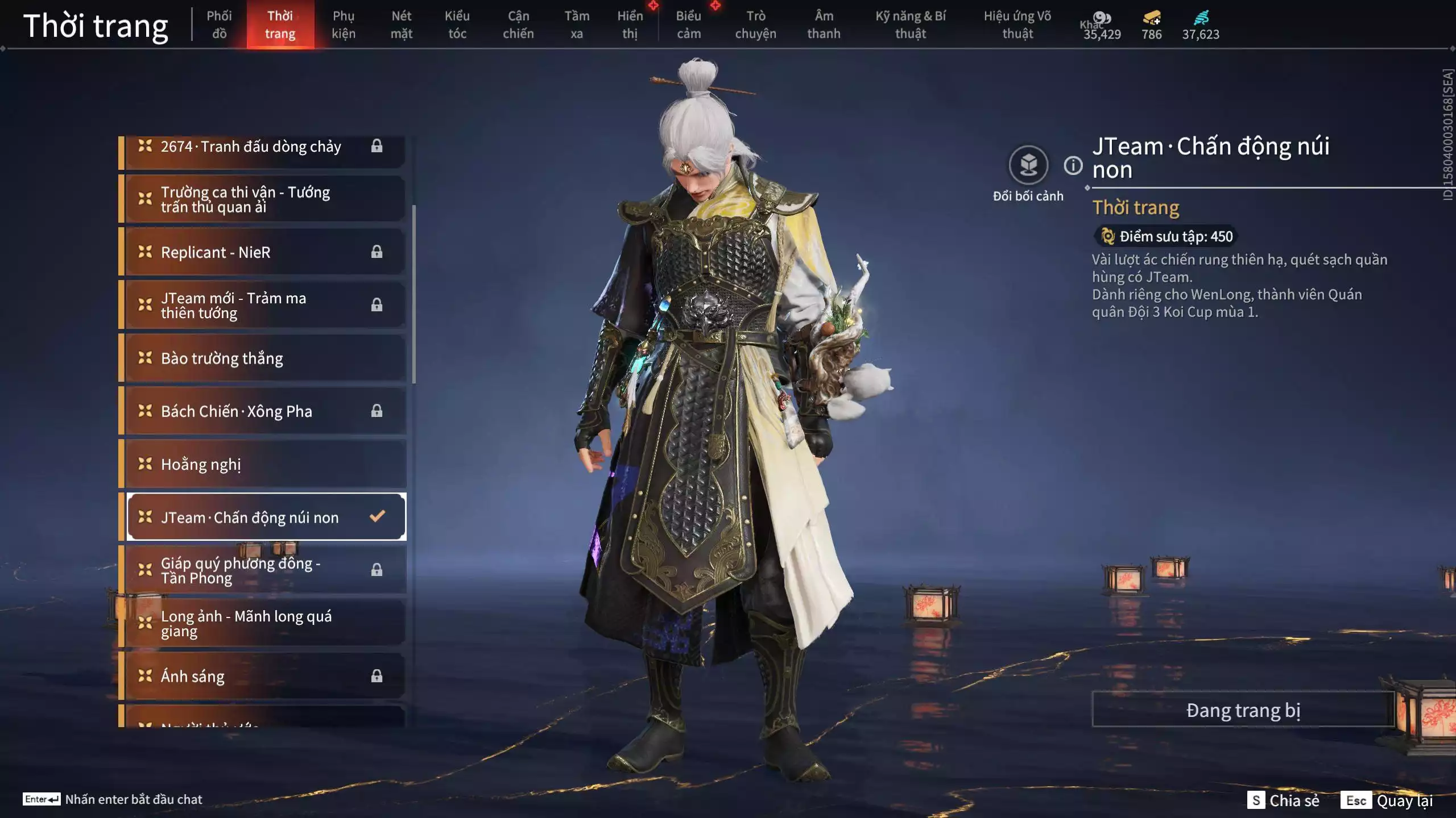 Ảnh Acc 614:Trích Tinh: Tín Thủ Trảm Long ( 1 sao vàng), 12 Vũ khí đỏ, 7 Trang phục đỏ