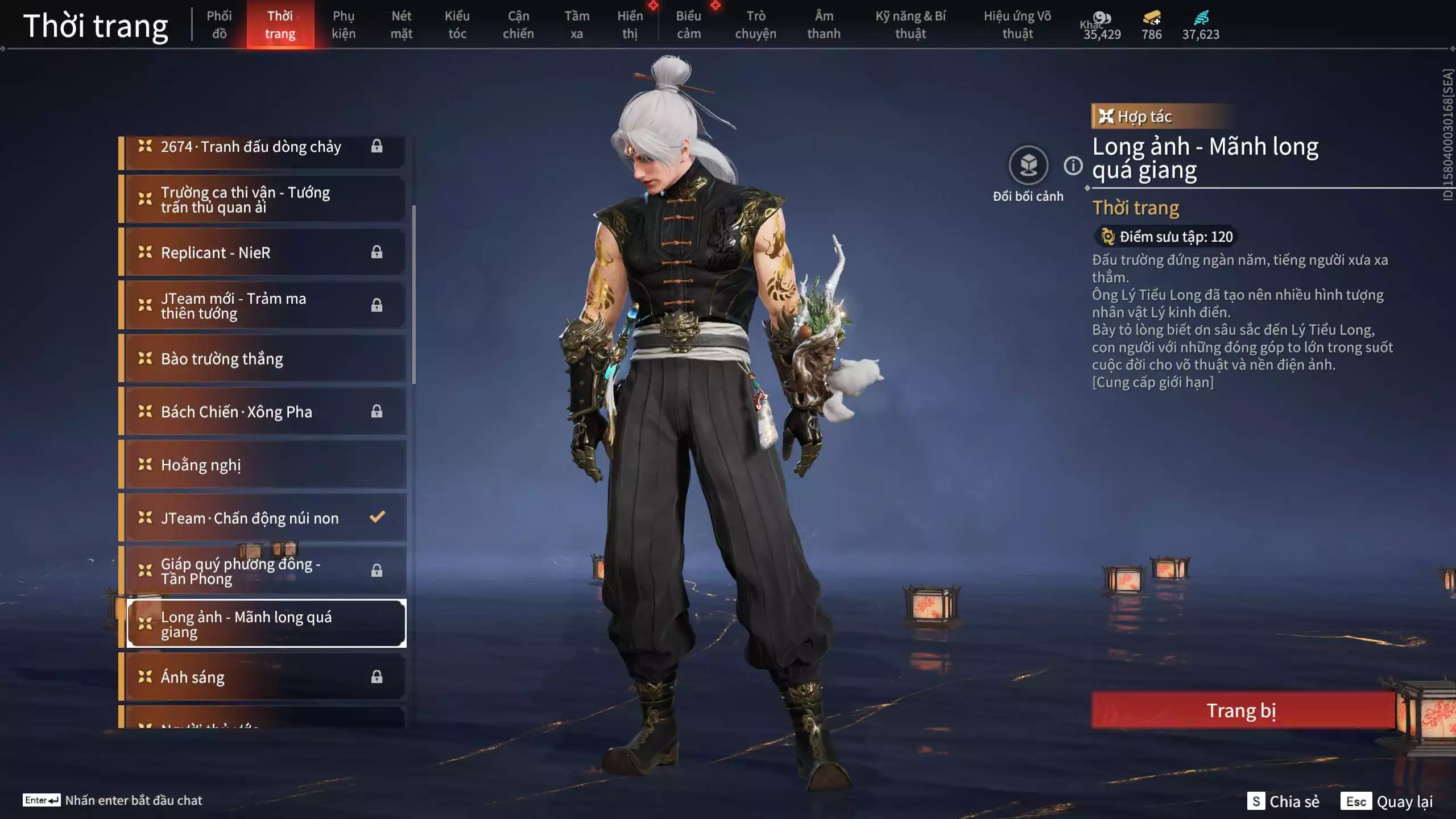 Ảnh Acc 614:Trích Tinh: Tín Thủ Trảm Long ( 1 sao vàng), 12 Vũ khí đỏ, 7 Trang phục đỏ