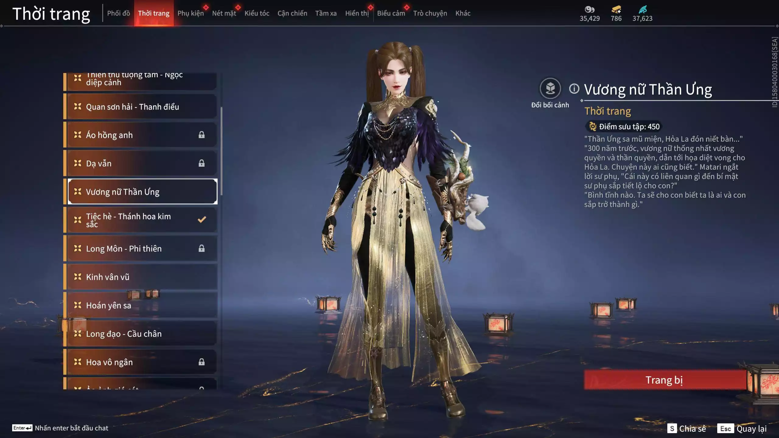 Ảnh Acc 614:Trích Tinh: Tín Thủ Trảm Long ( 1 sao vàng), 12 Vũ khí đỏ, 7 Trang phục đỏ