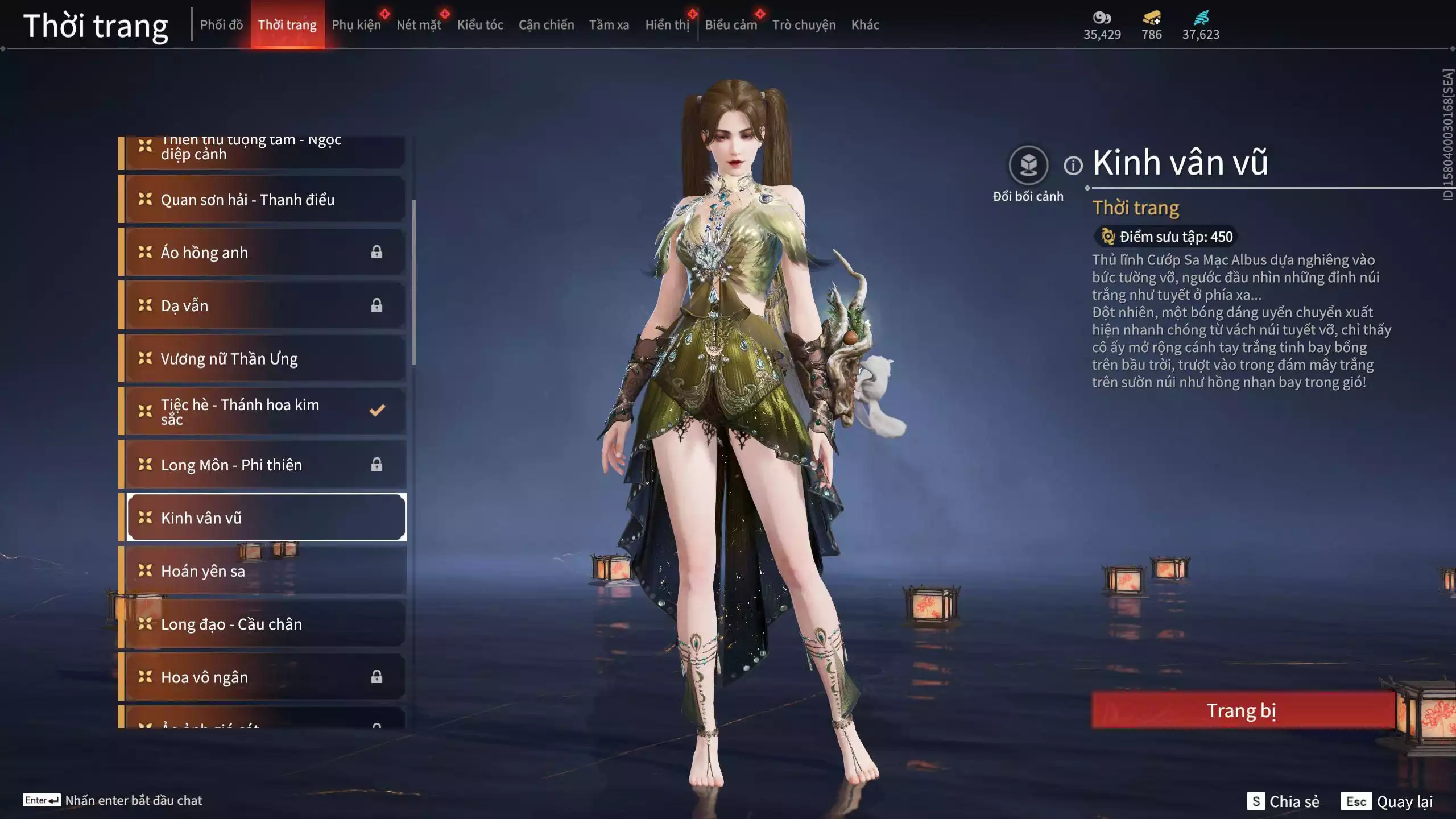 Ảnh Acc 614:Trích Tinh: Tín Thủ Trảm Long ( 1 sao vàng), 12 Vũ khí đỏ, 7 Trang phục đỏ