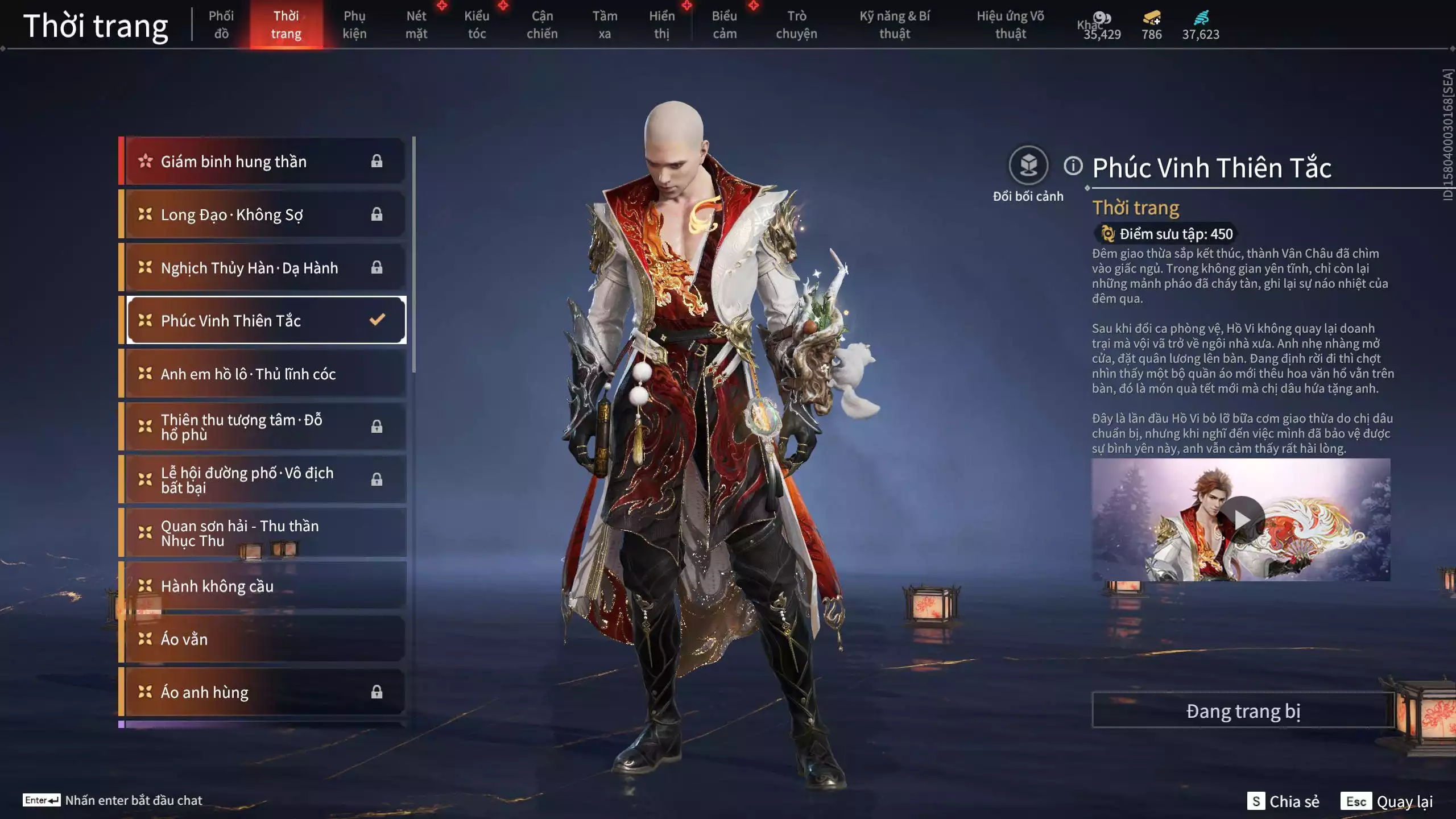 Ảnh Acc 614:Trích Tinh: Tín Thủ Trảm Long ( 1 sao vàng), 12 Vũ khí đỏ, 7 Trang phục đỏ