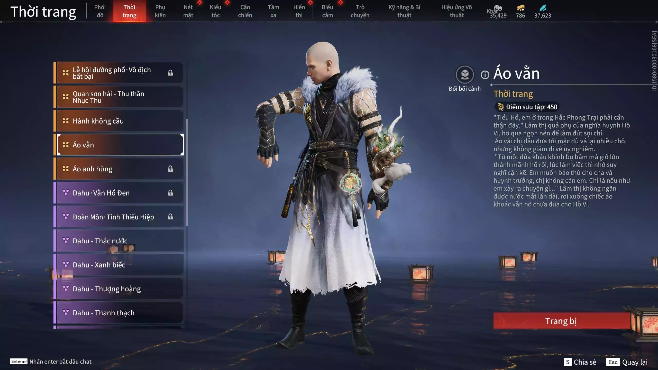 Ảnh Acc 614:Trích Tinh: Tín Thủ Trảm Long ( 1 sao vàng), 12 Vũ khí đỏ, 7 Trang phục đỏ