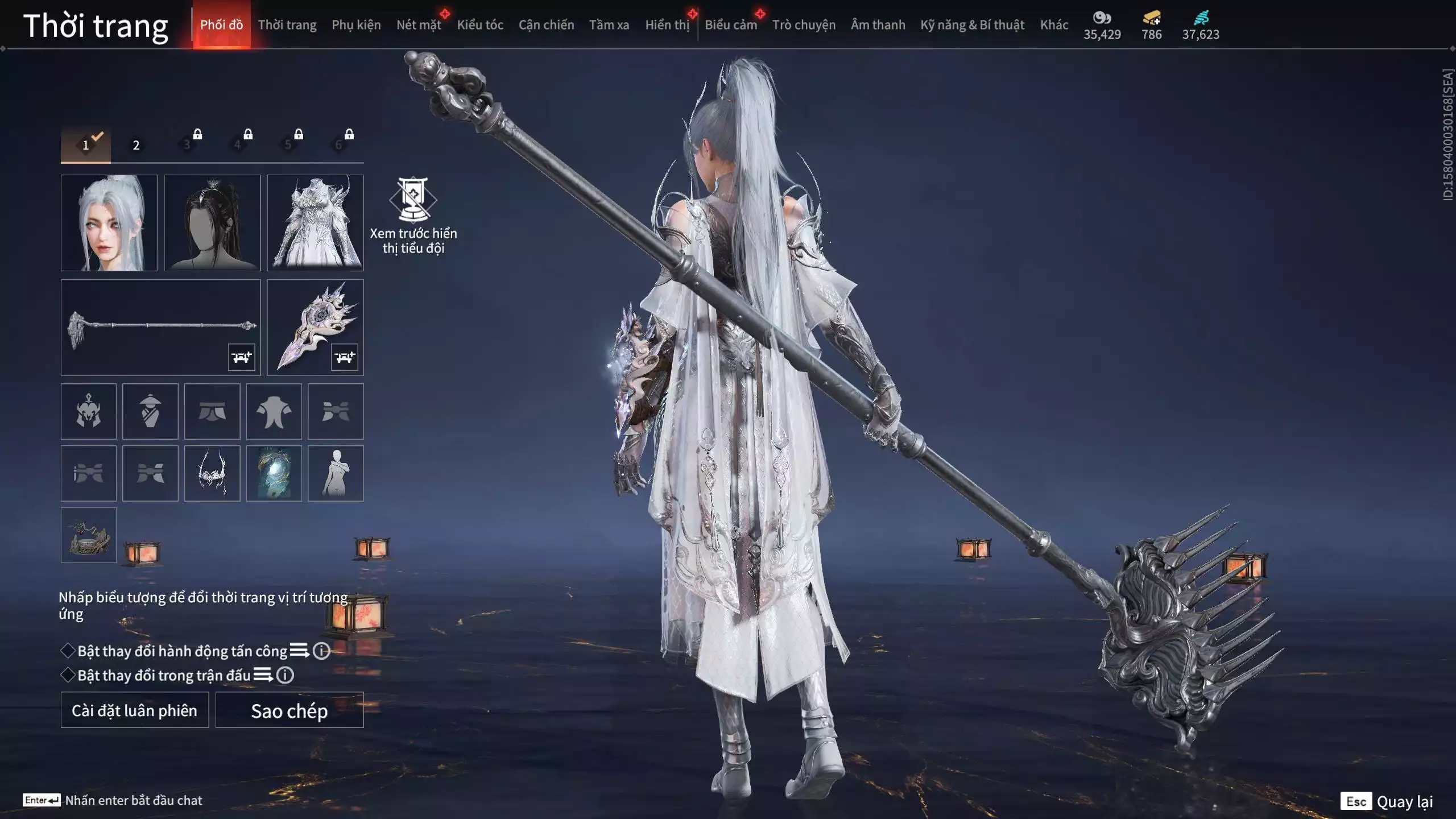 Ảnh Acc 614:Trích Tinh: Tín Thủ Trảm Long ( 1 sao vàng), 12 Vũ khí đỏ, 7 Trang phục đỏ