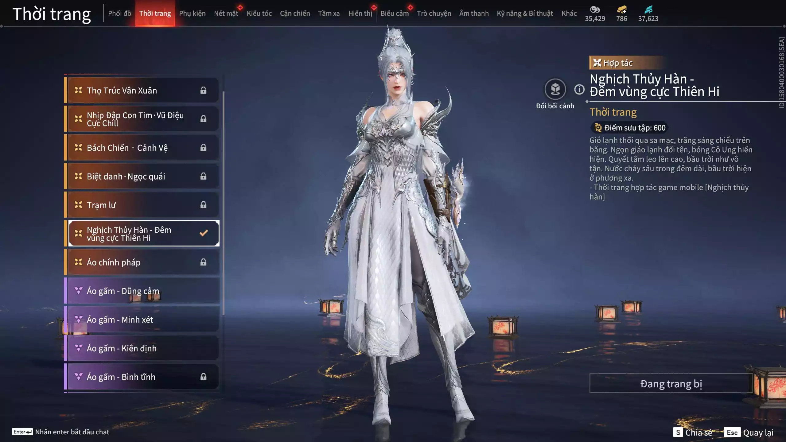 Ảnh Acc 614:Trích Tinh: Tín Thủ Trảm Long ( 1 sao vàng), 12 Vũ khí đỏ, 7 Trang phục đỏ