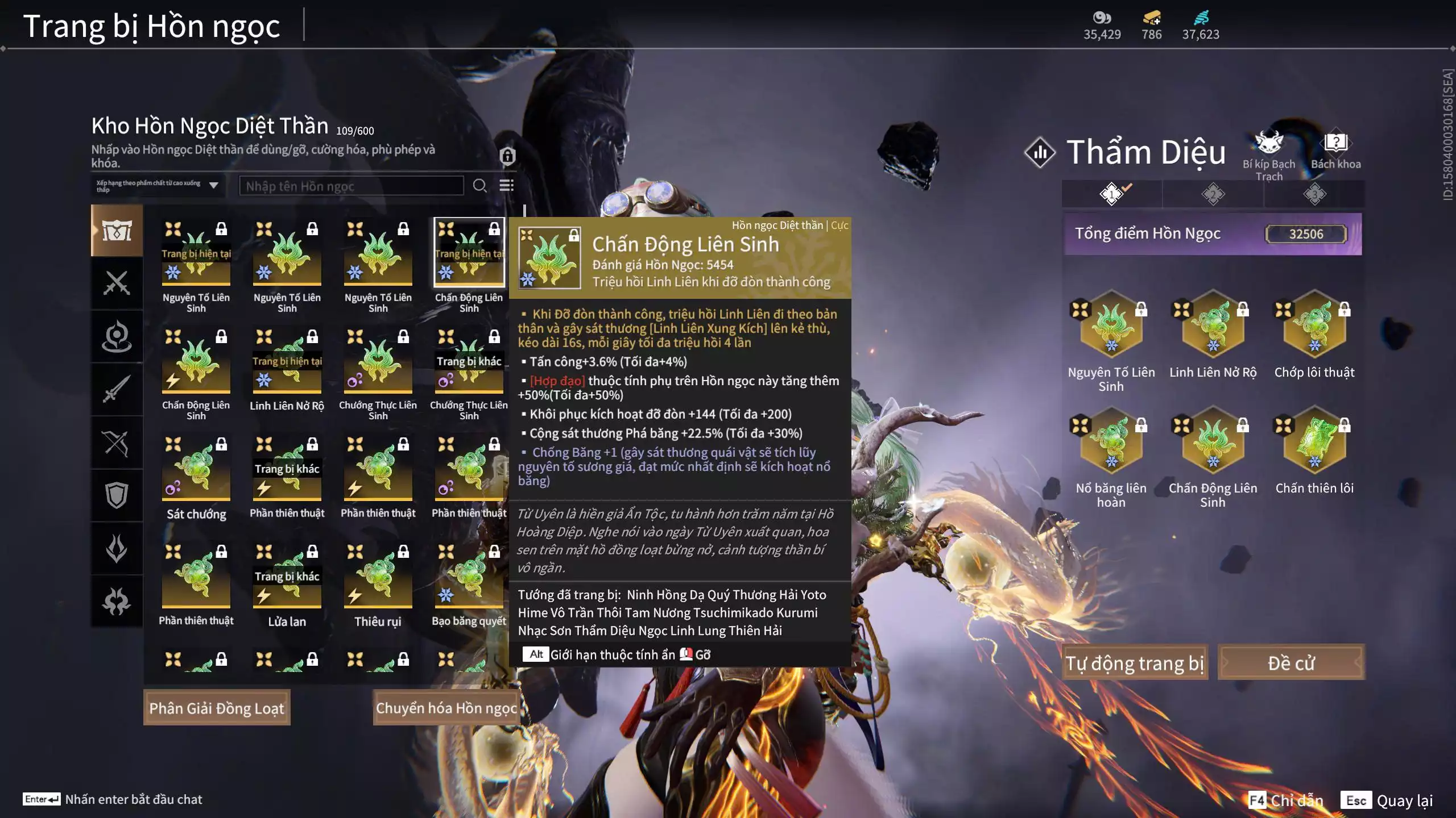 Ảnh Acc 614:Trích Tinh: Tín Thủ Trảm Long ( 1 sao vàng), 12 Vũ khí đỏ, 7 Trang phục đỏ