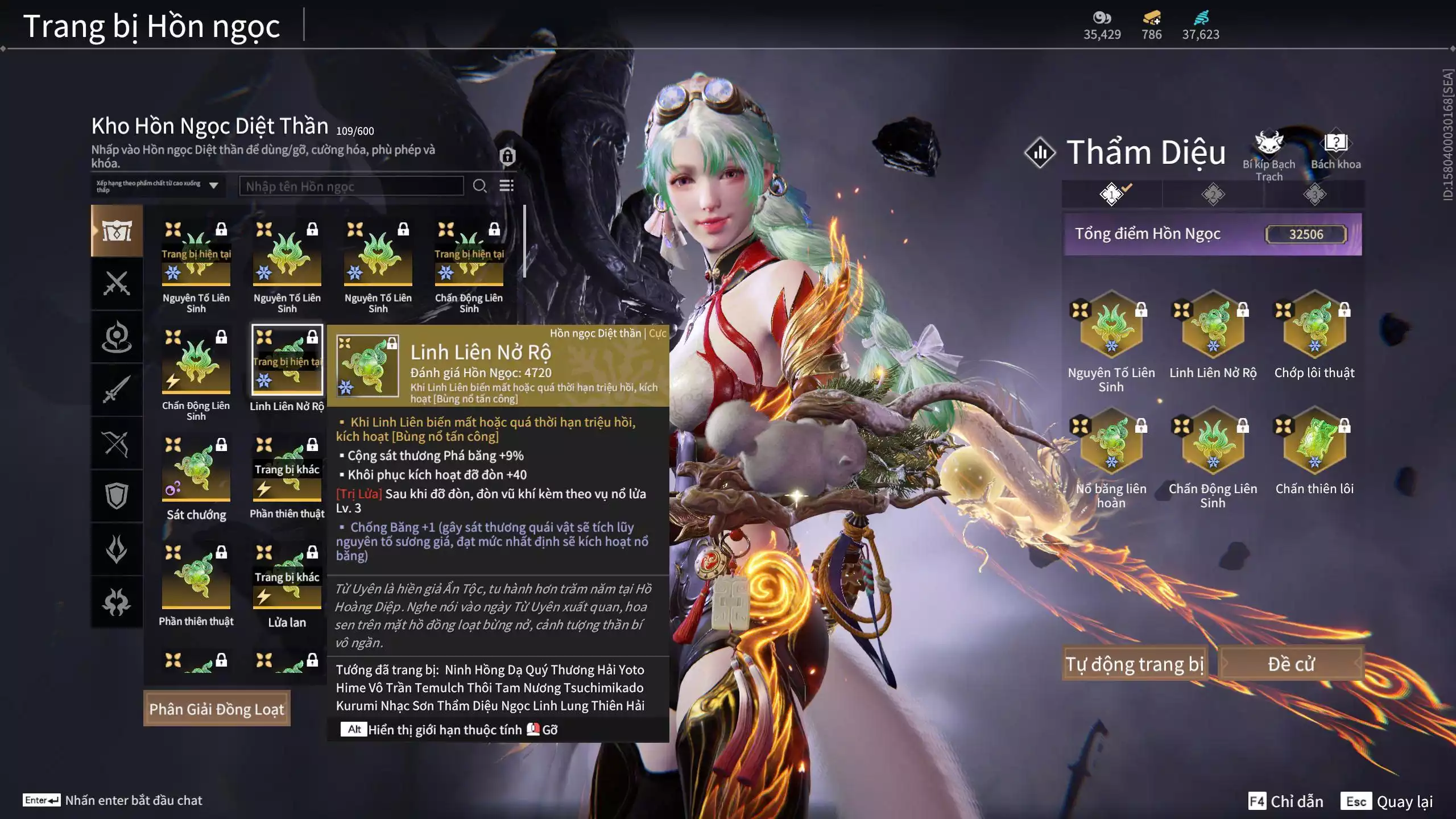 Ảnh Acc 614:Trích Tinh: Tín Thủ Trảm Long ( 1 sao vàng), 12 Vũ khí đỏ, 7 Trang phục đỏ