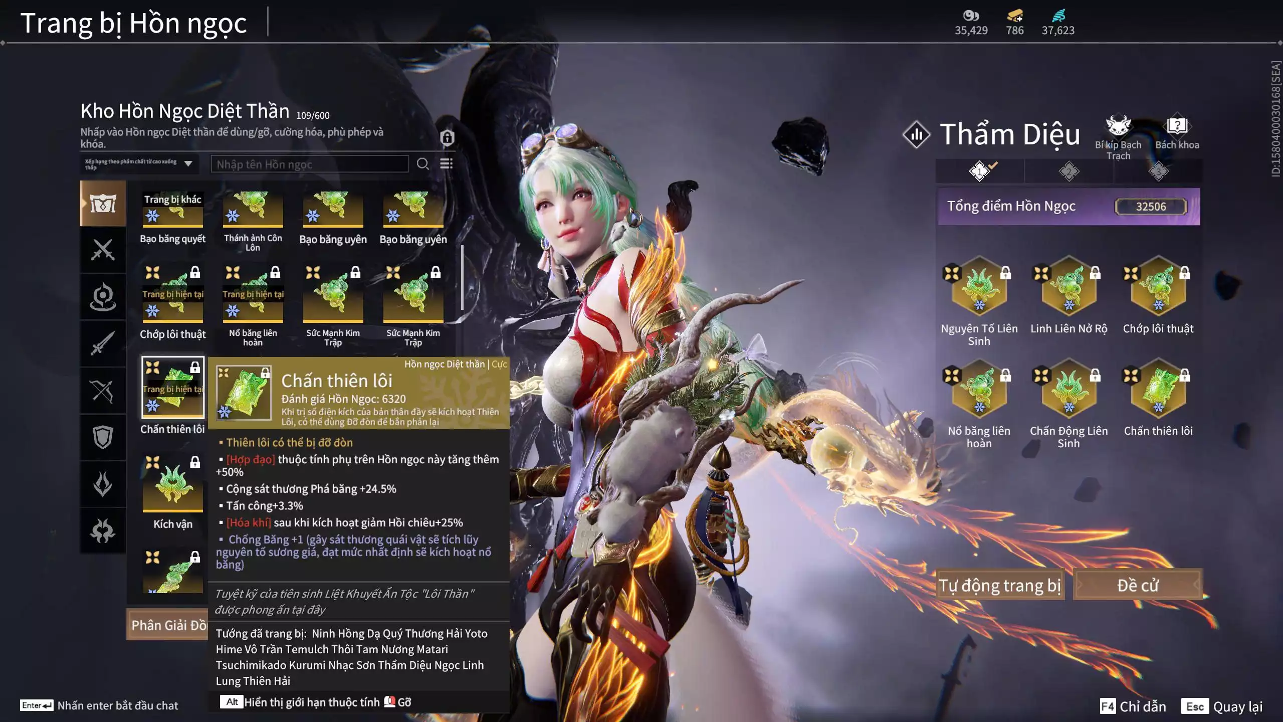 Ảnh Acc 614:Trích Tinh: Tín Thủ Trảm Long ( 1 sao vàng), 12 Vũ khí đỏ, 7 Trang phục đỏ